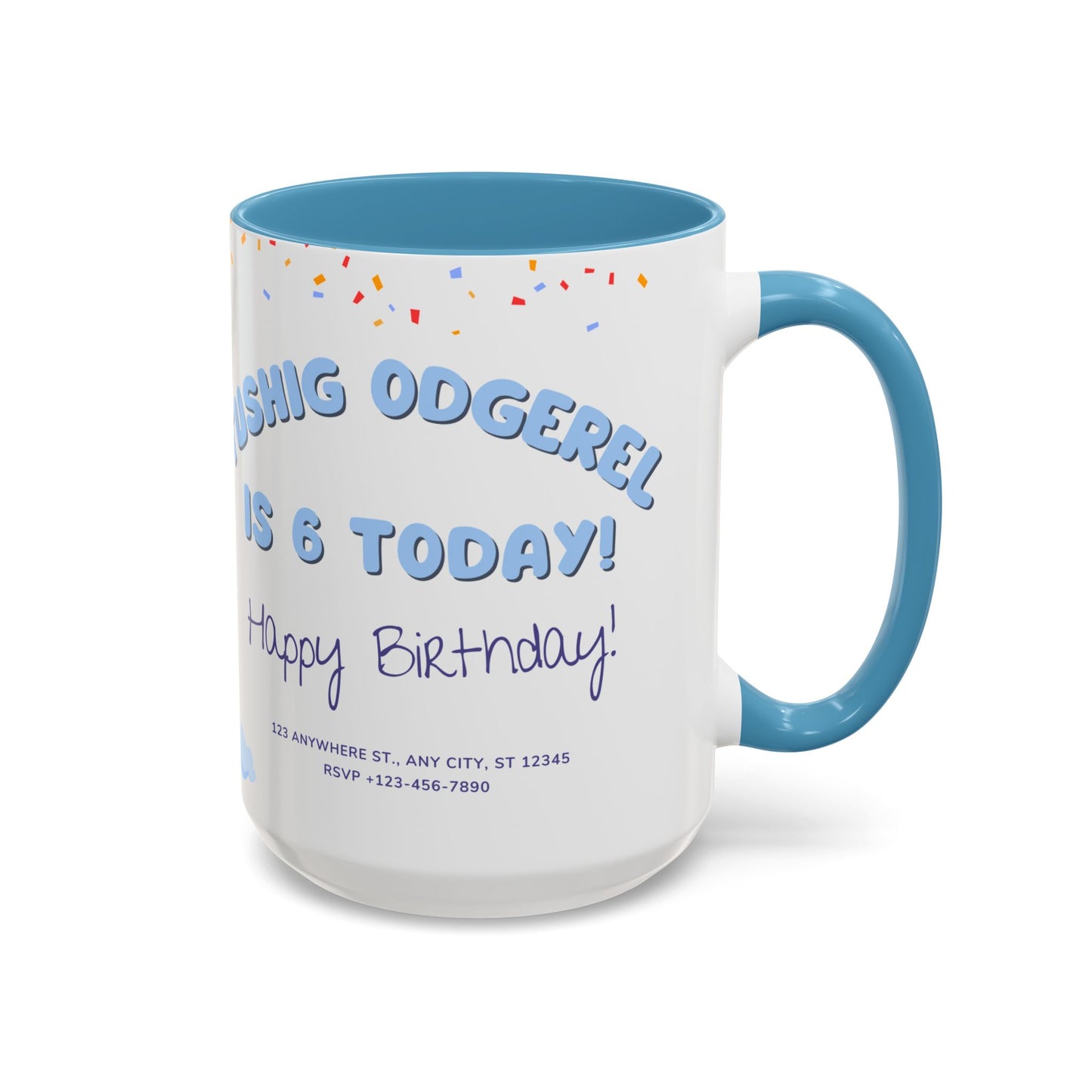 Happy 6th Birthday to A Boy Pilot, Details Customizable - Accent Coffee Mug (11, 15oz) - 11233