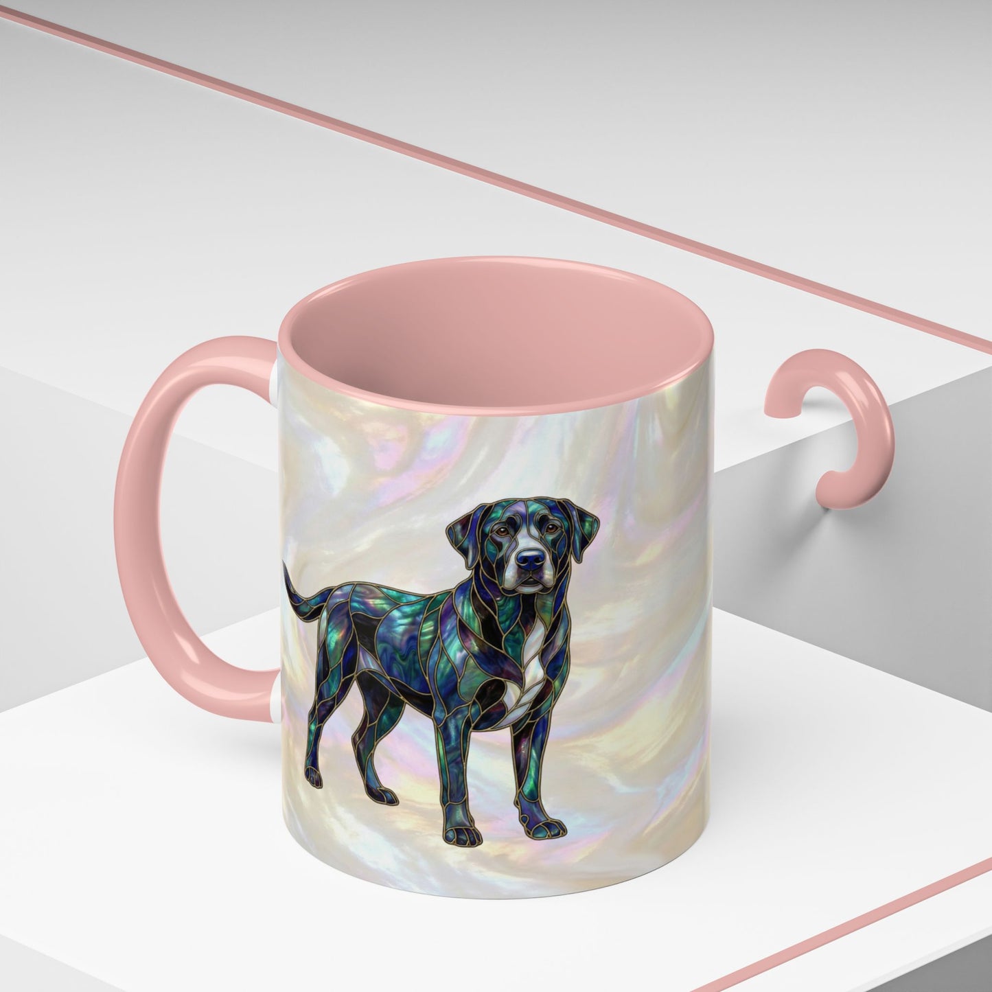 Black Labrador Accent Coffee Mug -Stained Glass Style (11/15oz) 14618