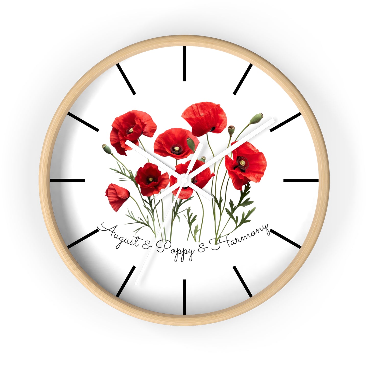 Happy Birthday August, Poppy - Wall Clock