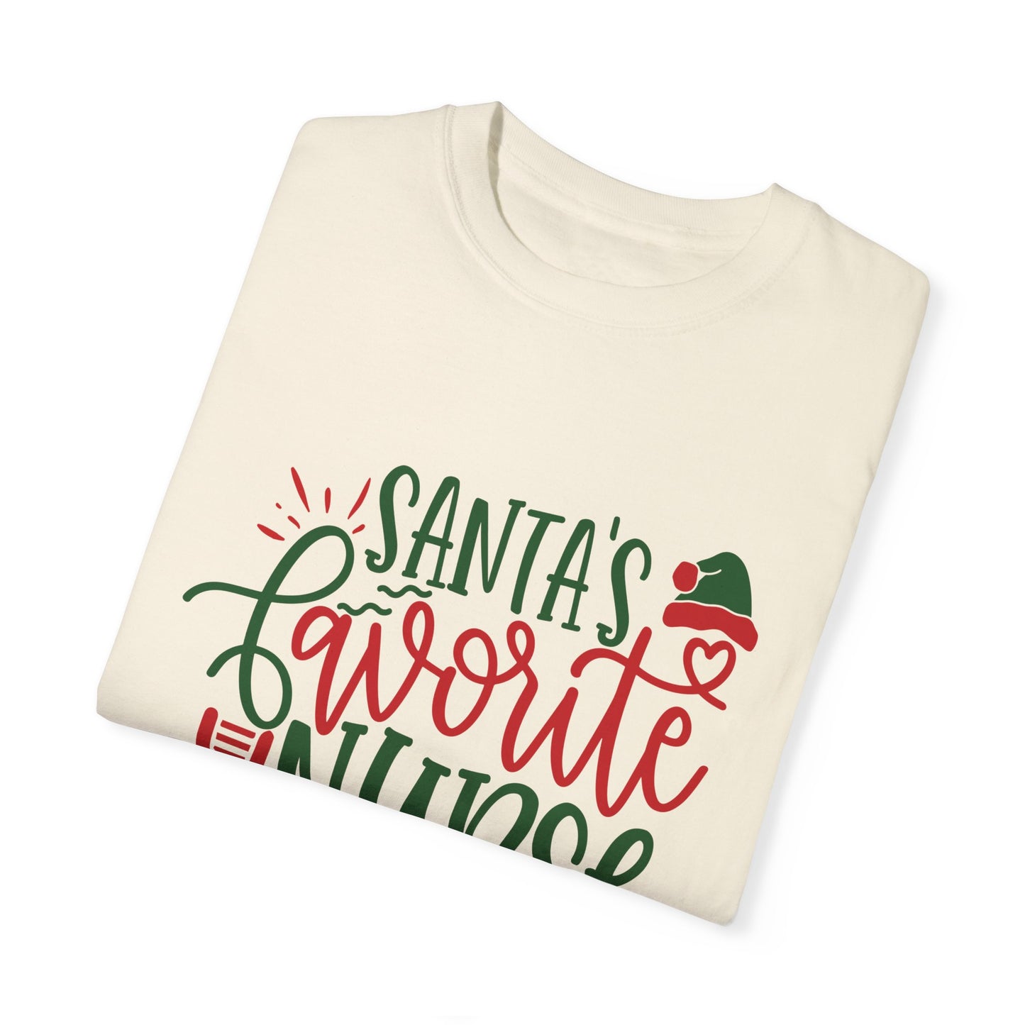 Santa's Favorite Nurse - Unisex Garment-Dyed T-shirt - 10352