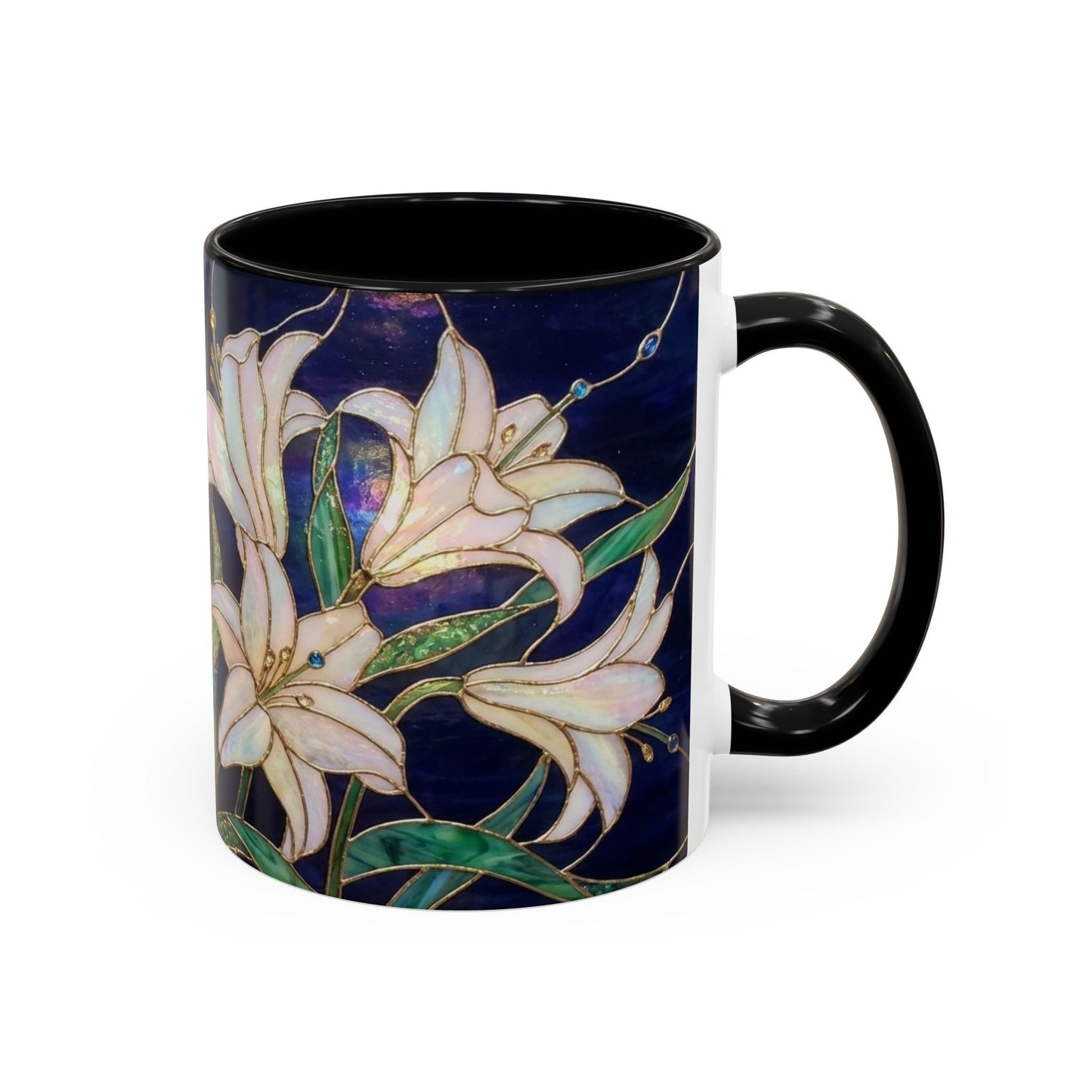 Lily Floral Accent Coffee Mug — Stained Glass Style 11/15oz - 14575