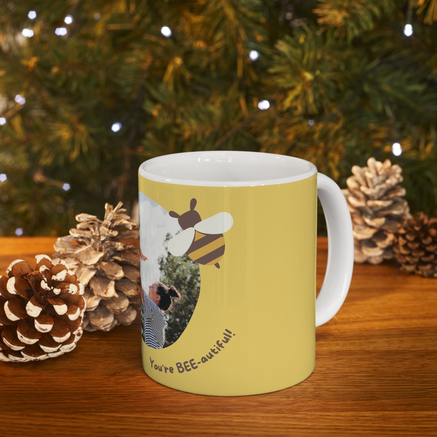Mom, You're Bee-autiful, Photo Customizable, Ceramic Mug - Perfect Gift for Mother's Day - 11818