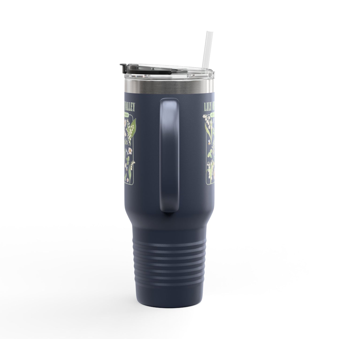 Lily of the Valley 40oz Insulated Travel Mug – Botanical Floral Tumbler with Handle & Straw - 14889