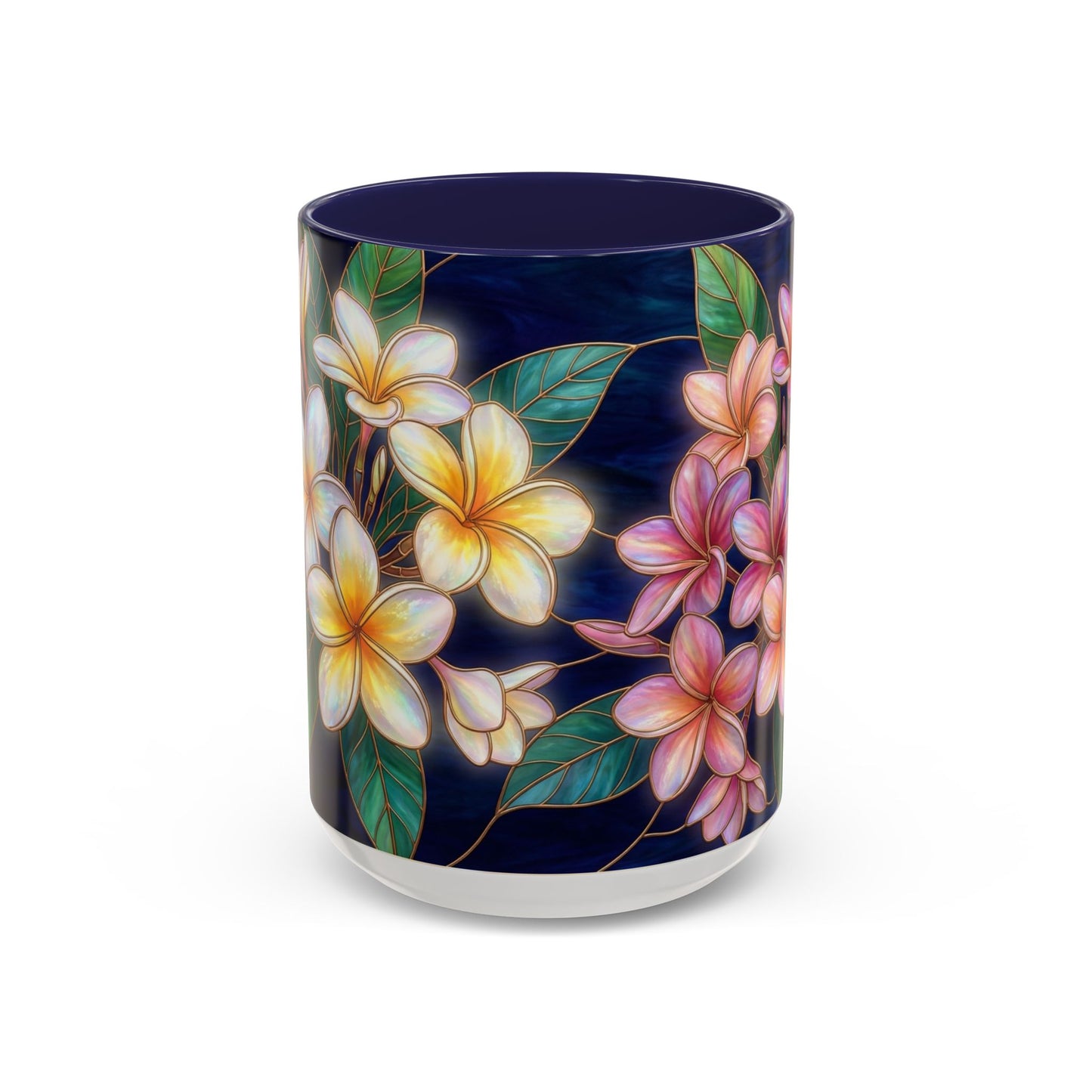 Plumeria Floral Accent Mug —  Stained Glass Design (11/15oz) - 14545