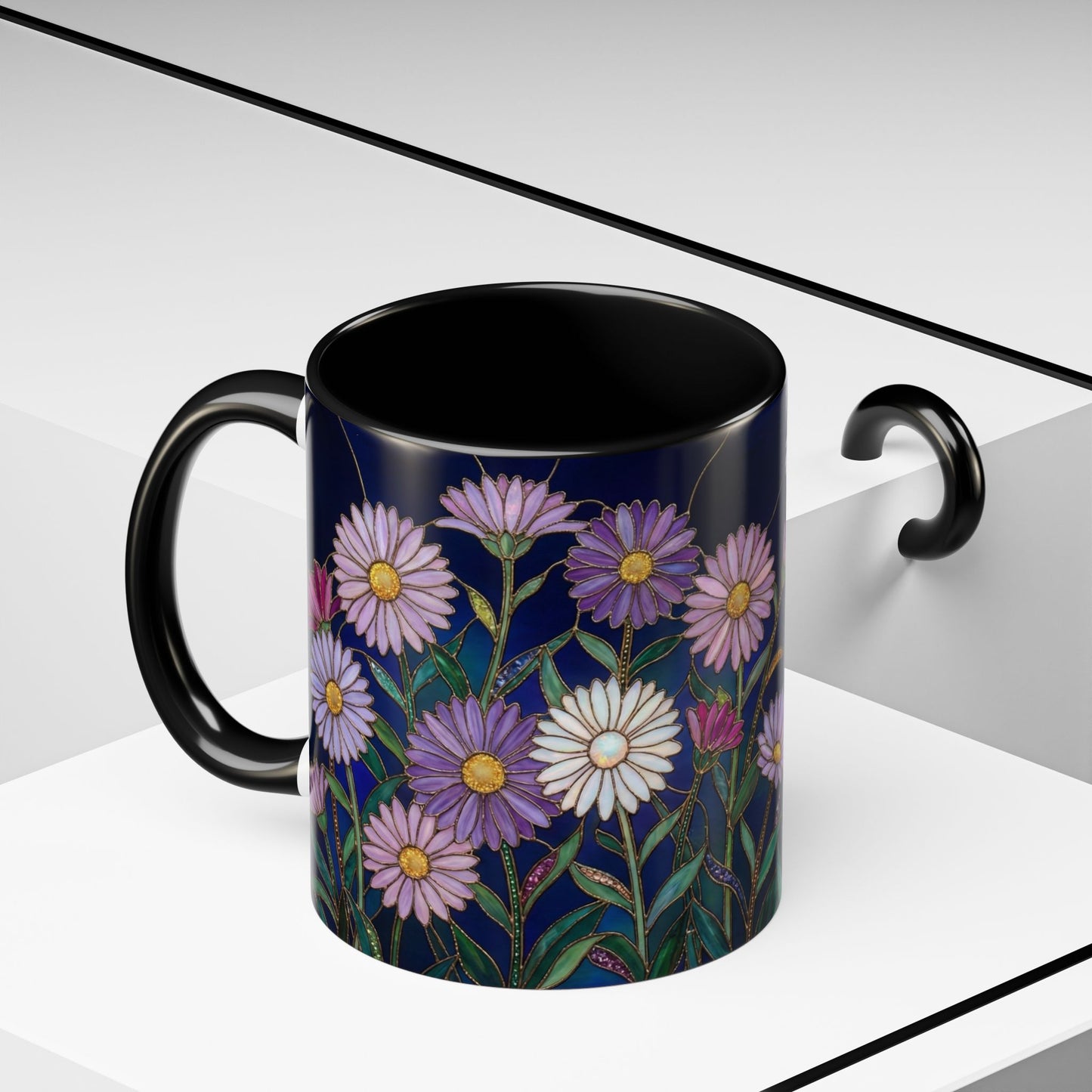 Aster Flower Coffee Mug — Stained Glass Design 11/15oz - 14553