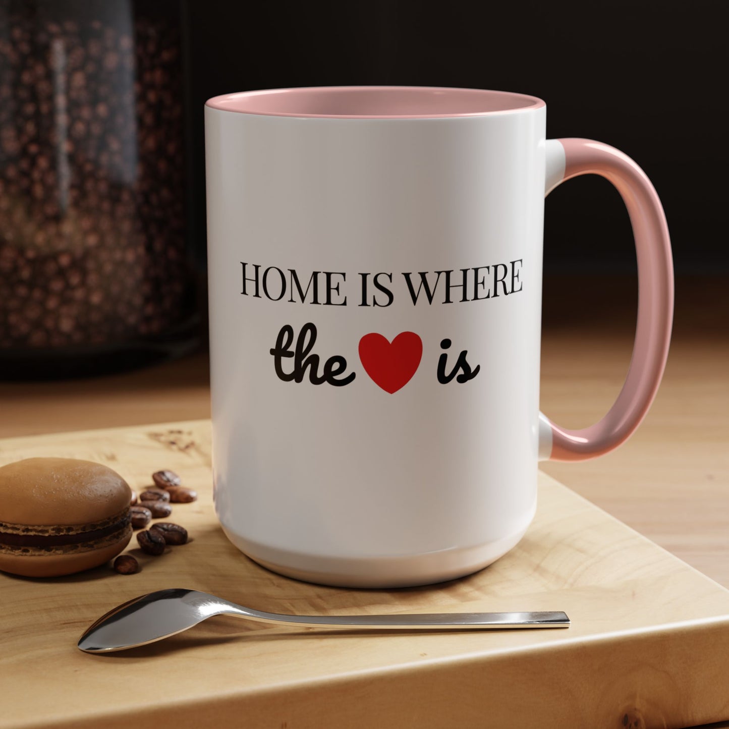 "Home is Where the Heart is" Coffee Mug —  Minimal Accent Ceramic Mug (11/15oz) - 14684