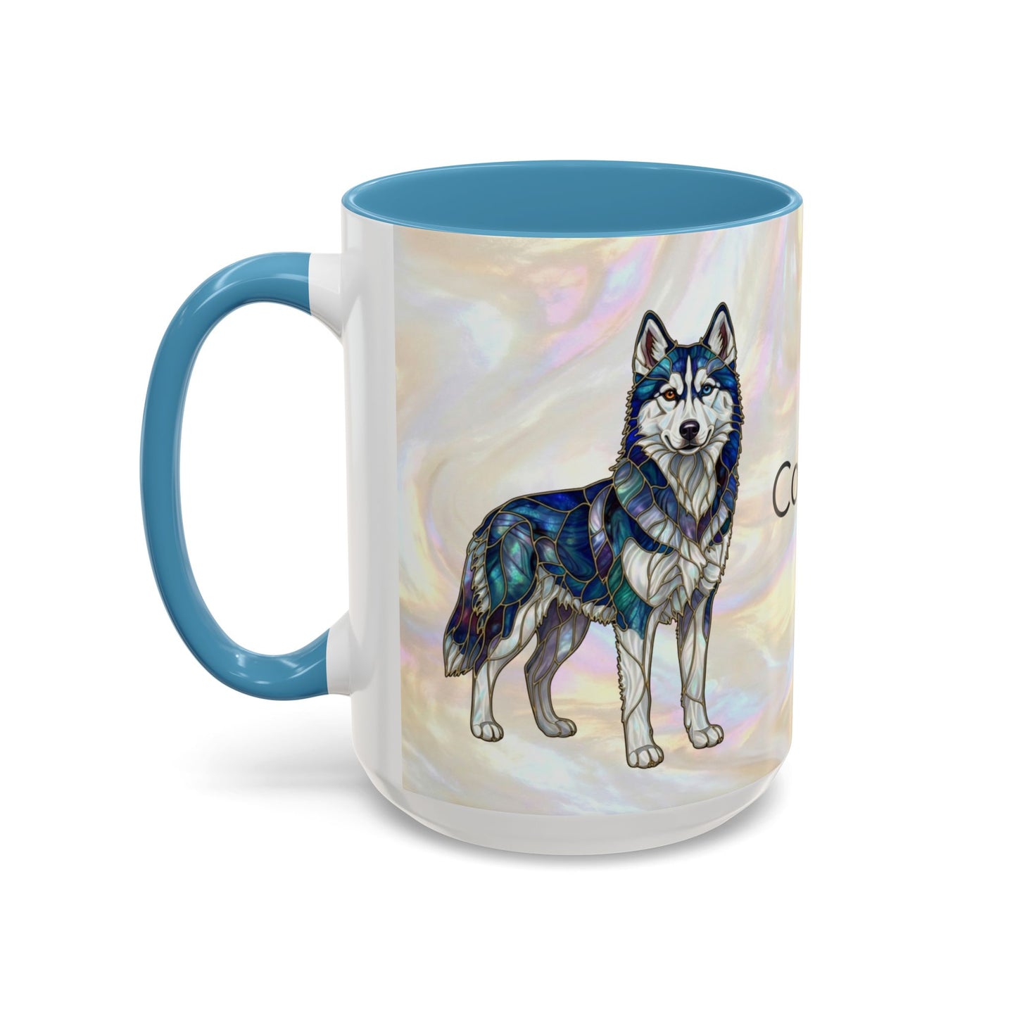 Personalized Husky Accent Coffee Mug – Stained Glass Design (11/15oz) - 14543