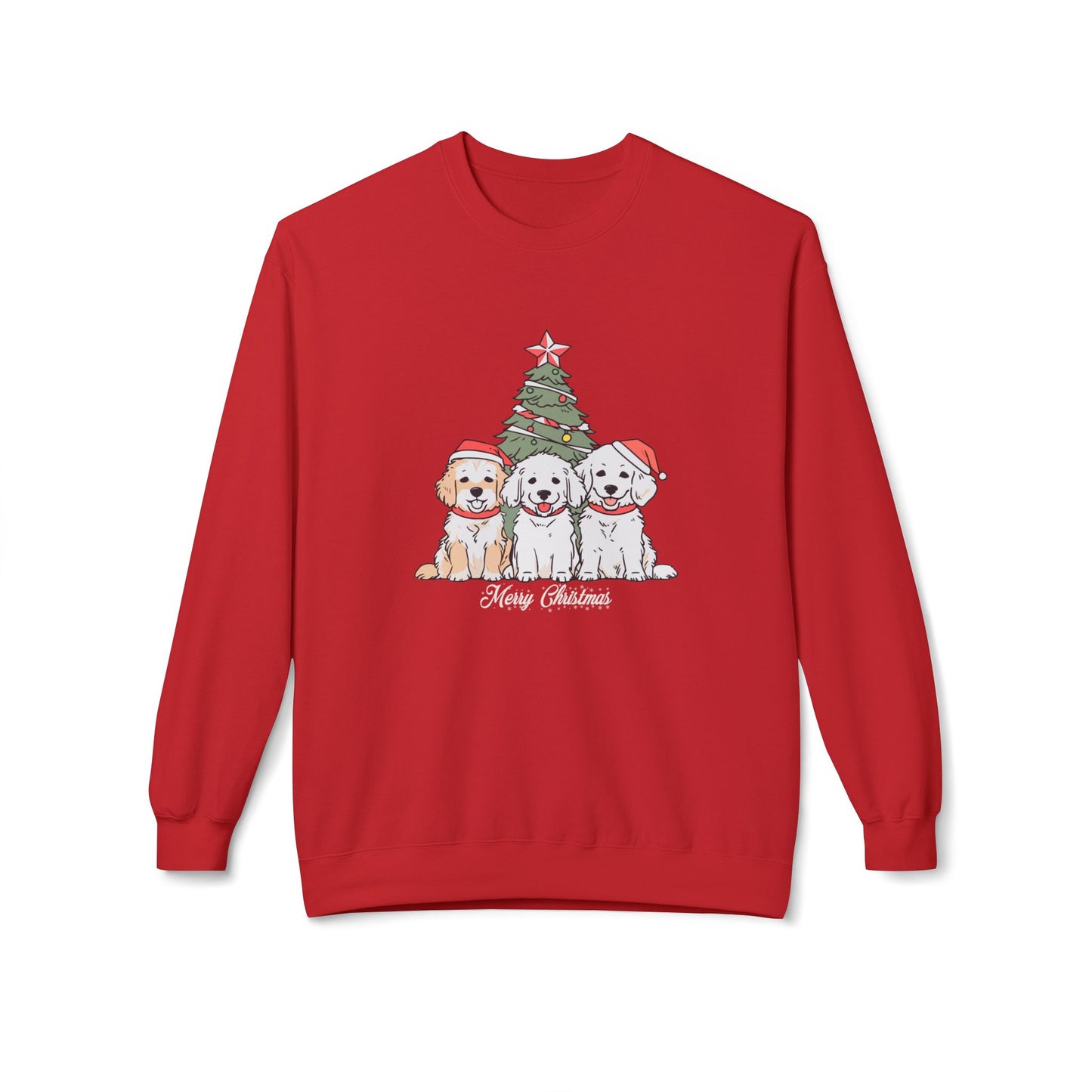 Merry Christmas, Puppies - Unisex Midweight Softstyle Fleece Crewneck Sweatshirt - 10264