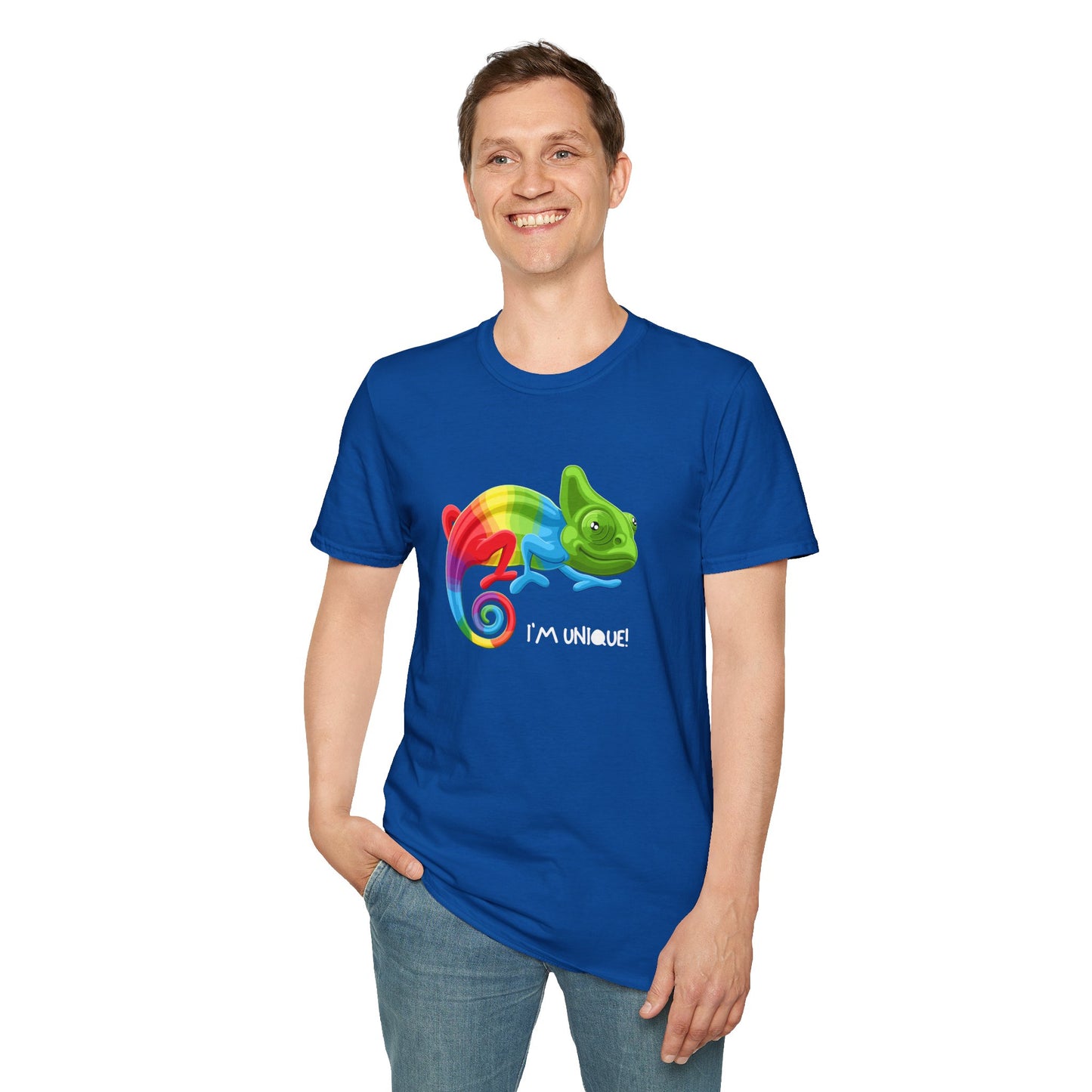 Unique Colorful Chameleon Unisex Softstyle T-Shirt - I'm Unique - 11823