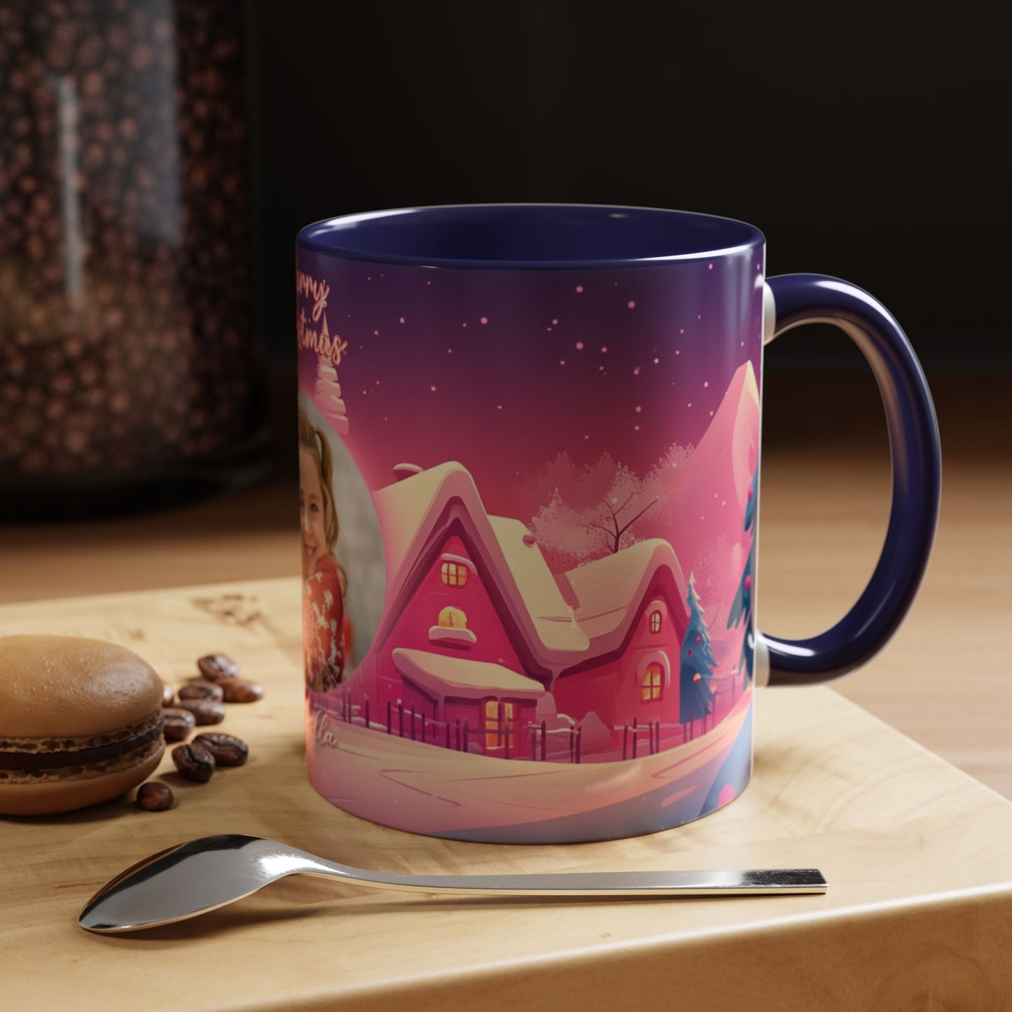 Isabella, Merry Christmas, For Girls, Customisable - Accent Coffee Mug (11, 15oz) - 10147