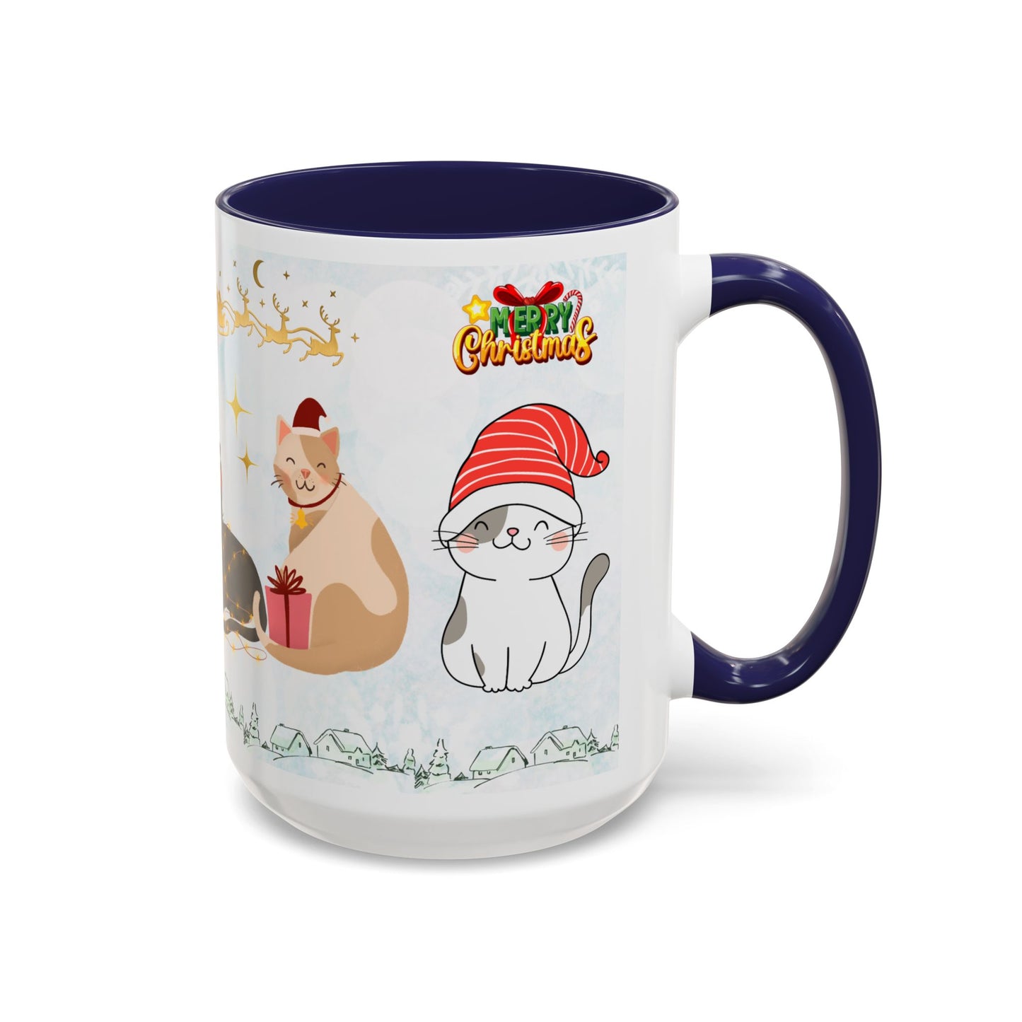 Merry Christmas, Cats - Accent Coffee Mug (11, 15oz)