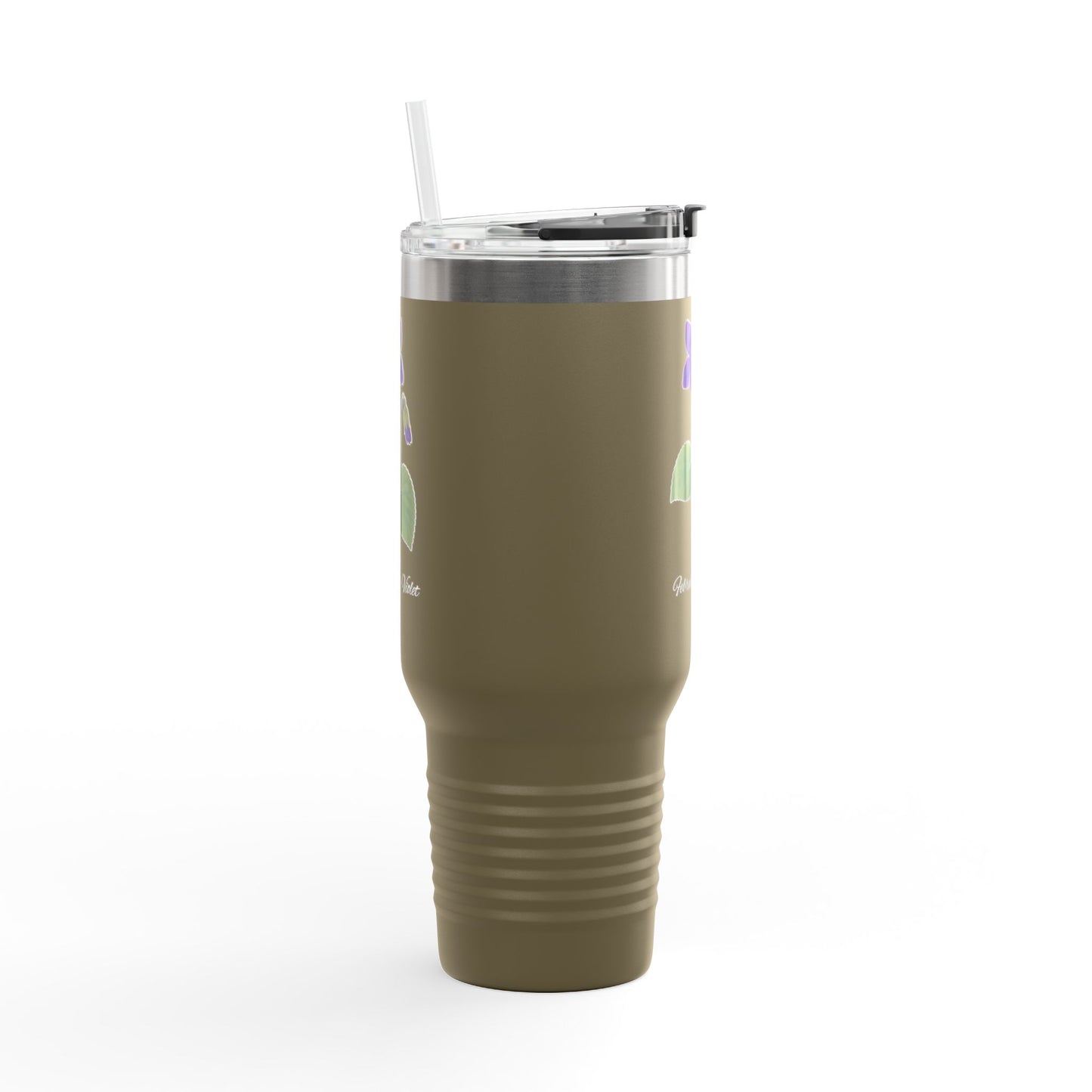 Violet (Single) Floral Tumbler – February Birth Flower Gift | 40oz Insulated Travel Mug, Customizable — 14698