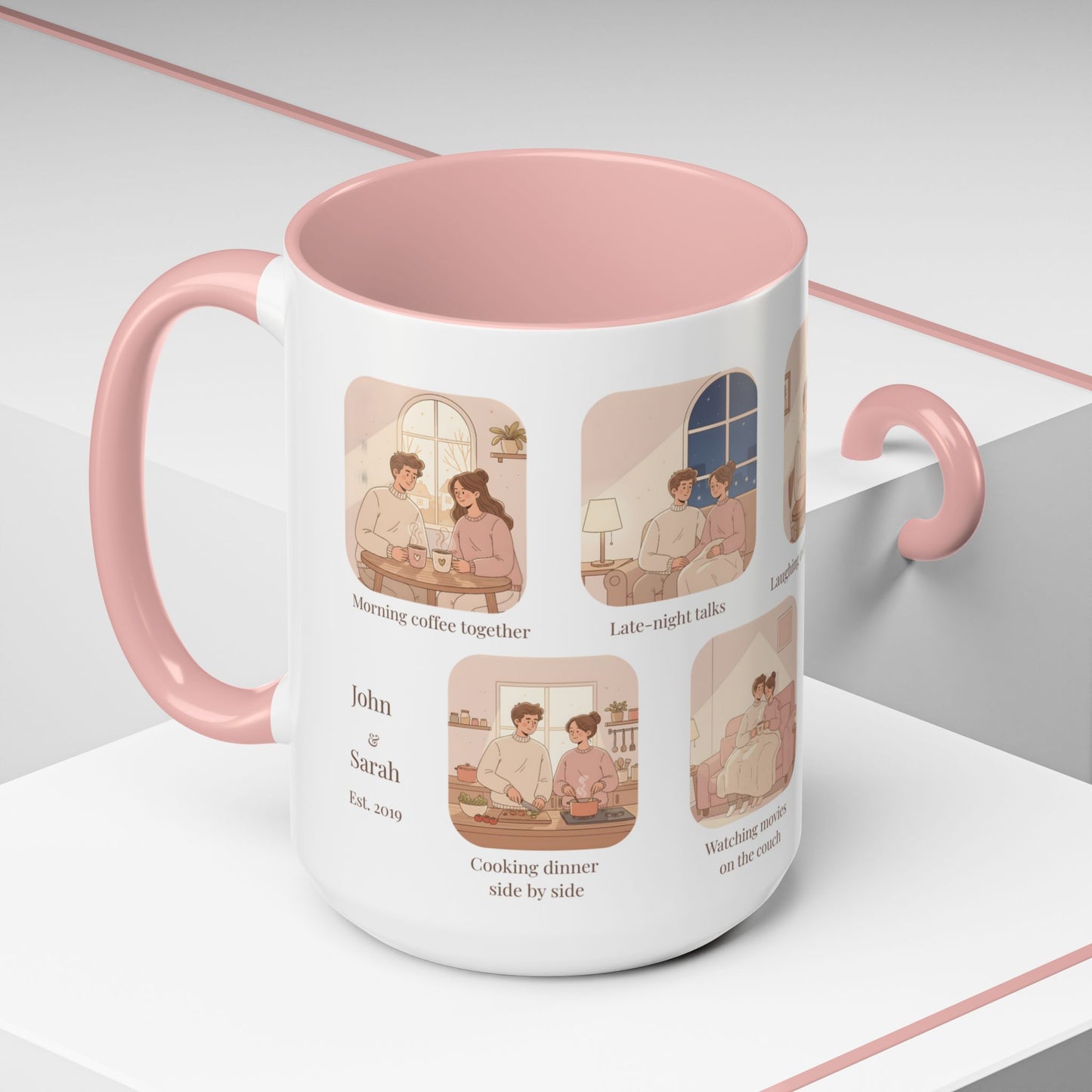 Our Favorite Things to Do Valentine’s Mug – Cozy Couples Illustrated Accent Coffee Mug - 14701