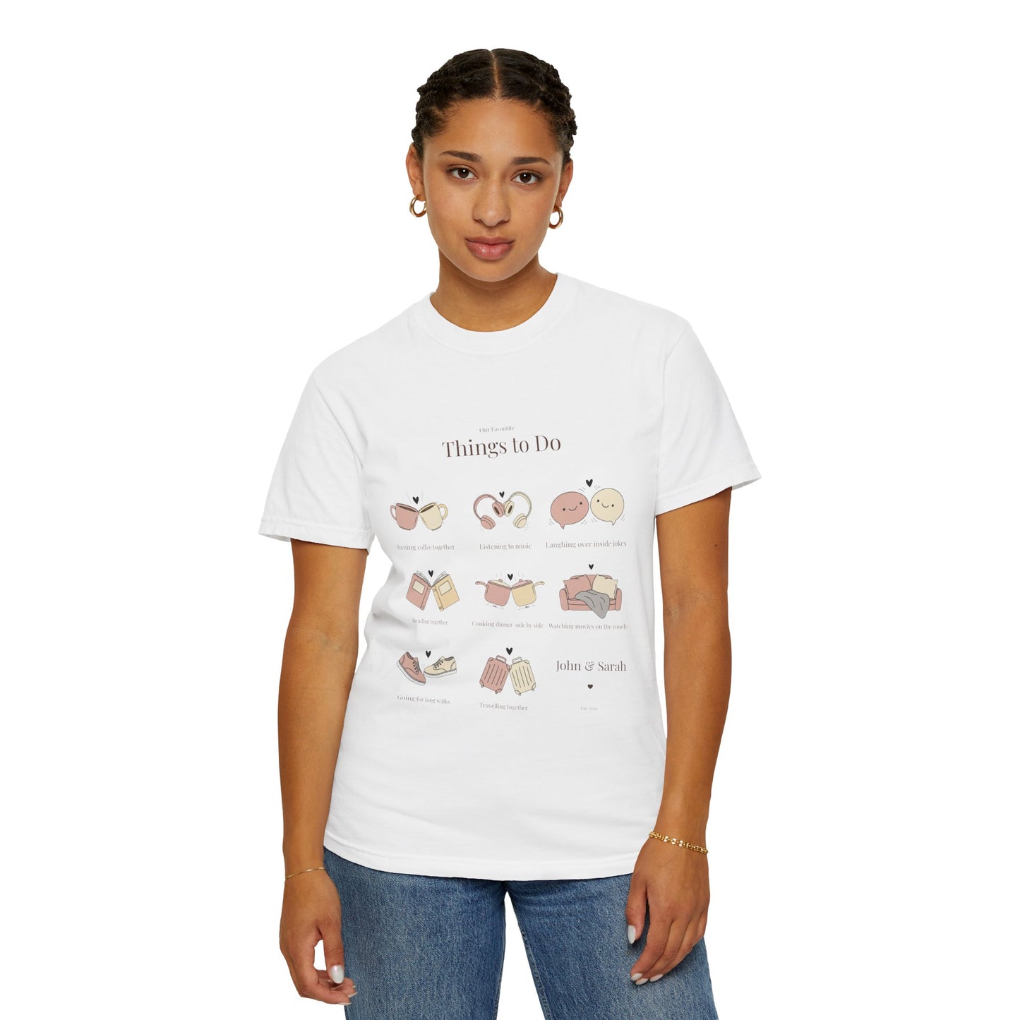 Our Favourite Things to Do Together – Personalised Valentine’s Illustration T-Shirt Gift - 14720
