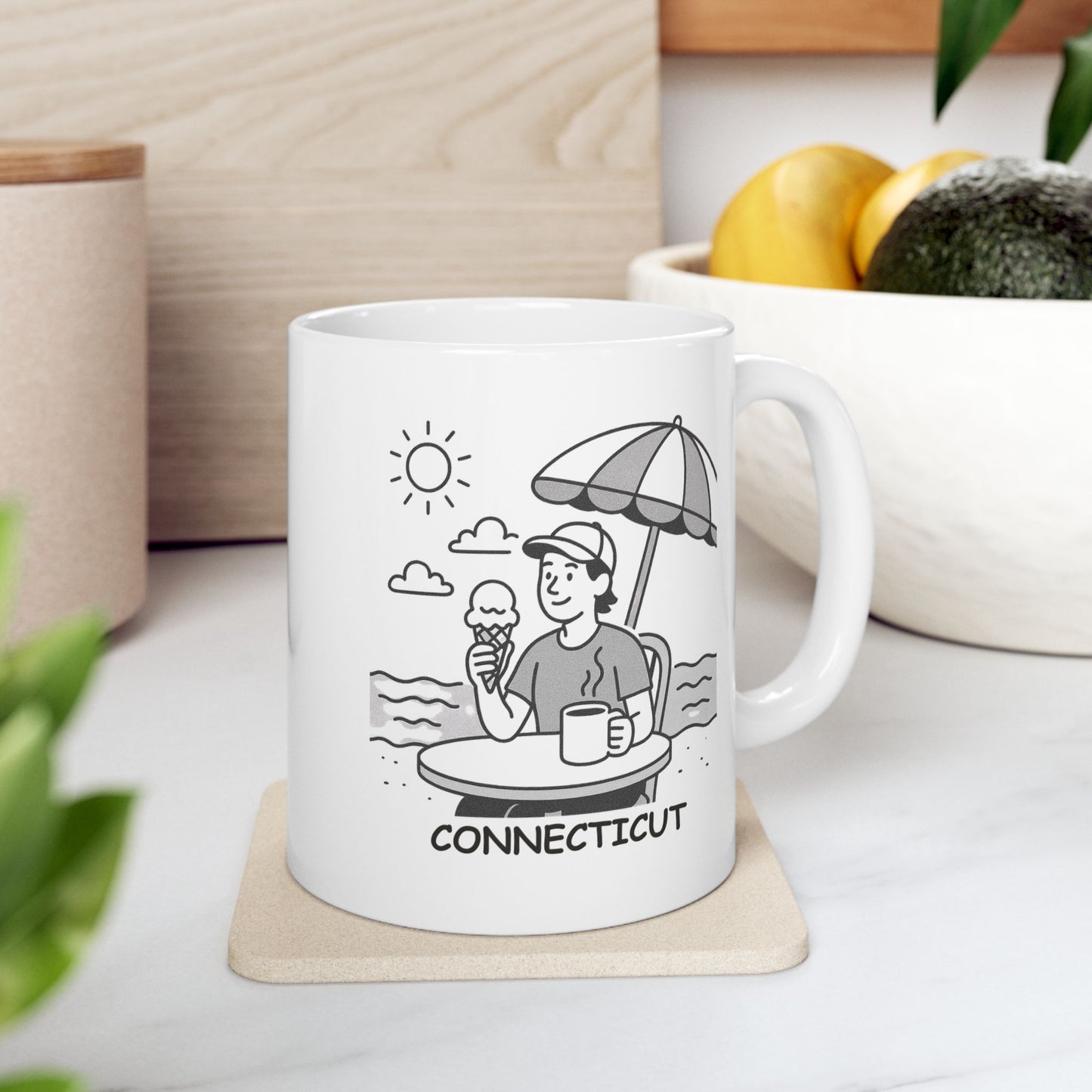 "In Connecticut, we like our summers like we like our coffee—hot and full of ice cream." Ceramic Mug - 13884
