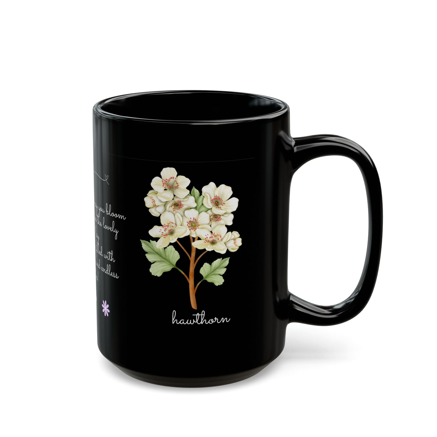 Lily & Hawthorn Birth Flowers for May - Black Mug (11oz, 15oz) - 10107