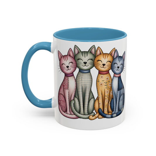 Happy Cats Illustration Mug – Colorful Cat Art Coffee Cup (11oz / 15oz) - 14769