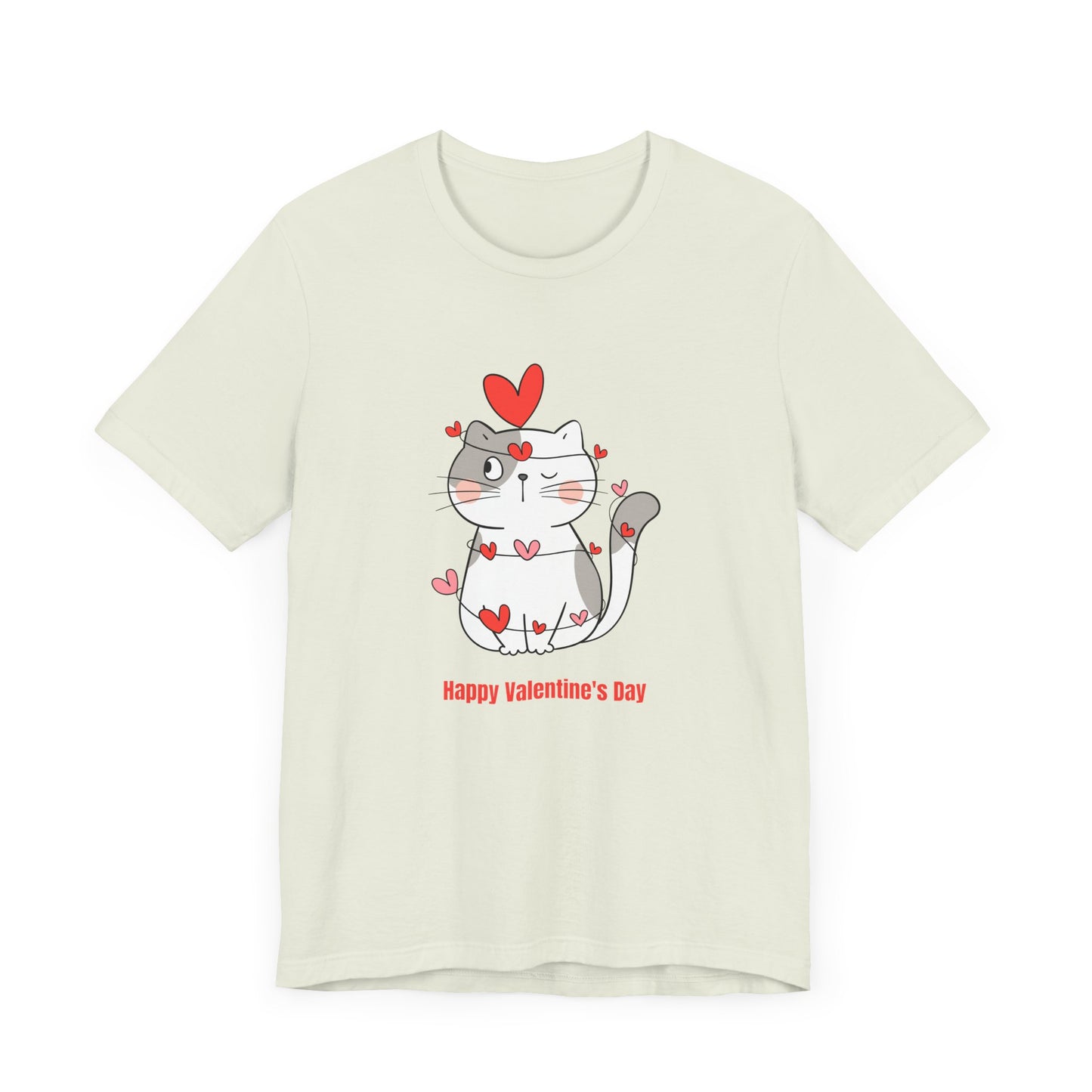 Cute Cat, Happy Valentine's Day - Unisex Jersey Short Sleeve Tee - 11359