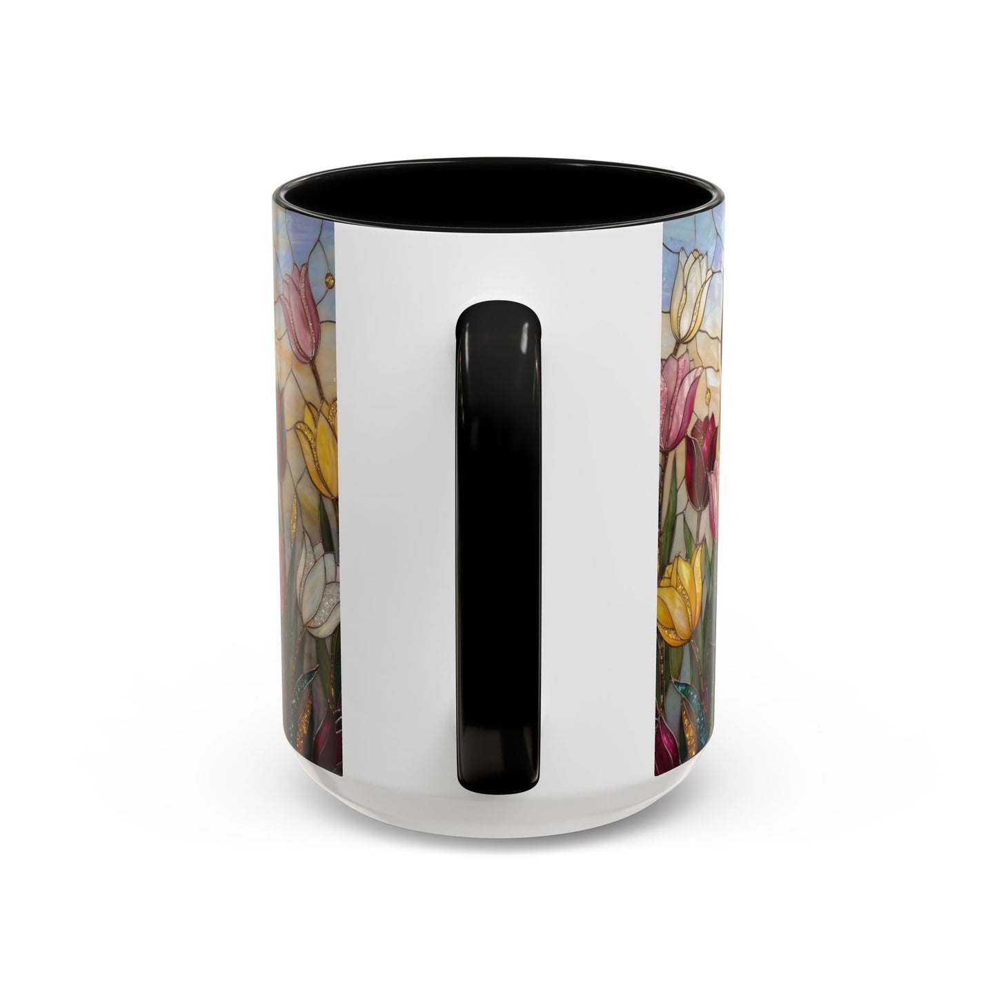 Tulip Stained Glass Accent Coffee Mug — Floral Spring Tea & Coffee Cup (11/15oz) - 14525