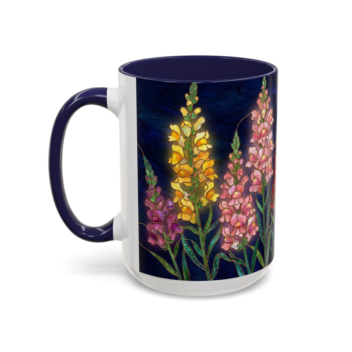 Snapdragon Floral Accent Coffee Mug — Stained Glass Design (11/15oz) - 14586