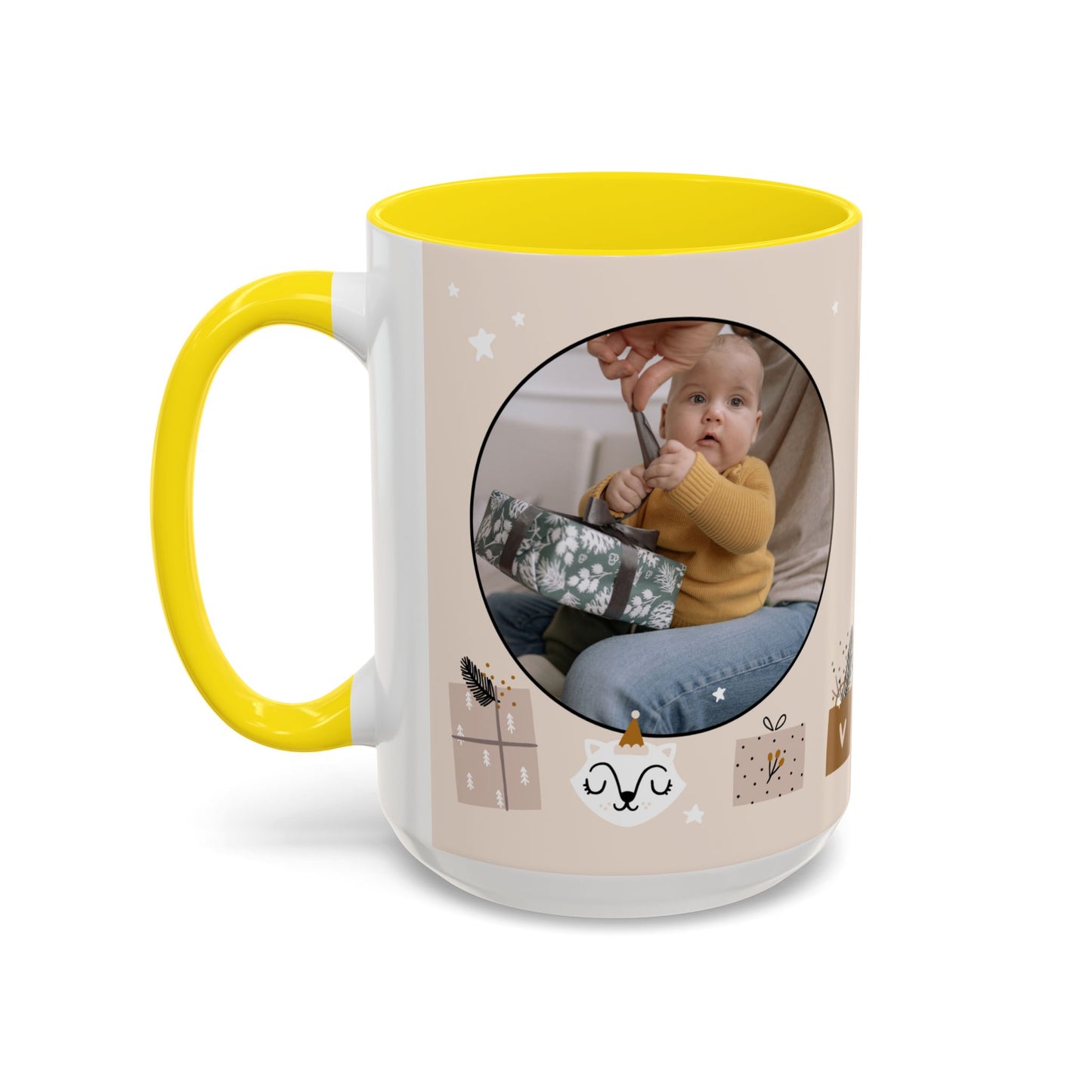 My First Christmas, Customizable - Accent Coffee Mug (11, 15oz) - 10860