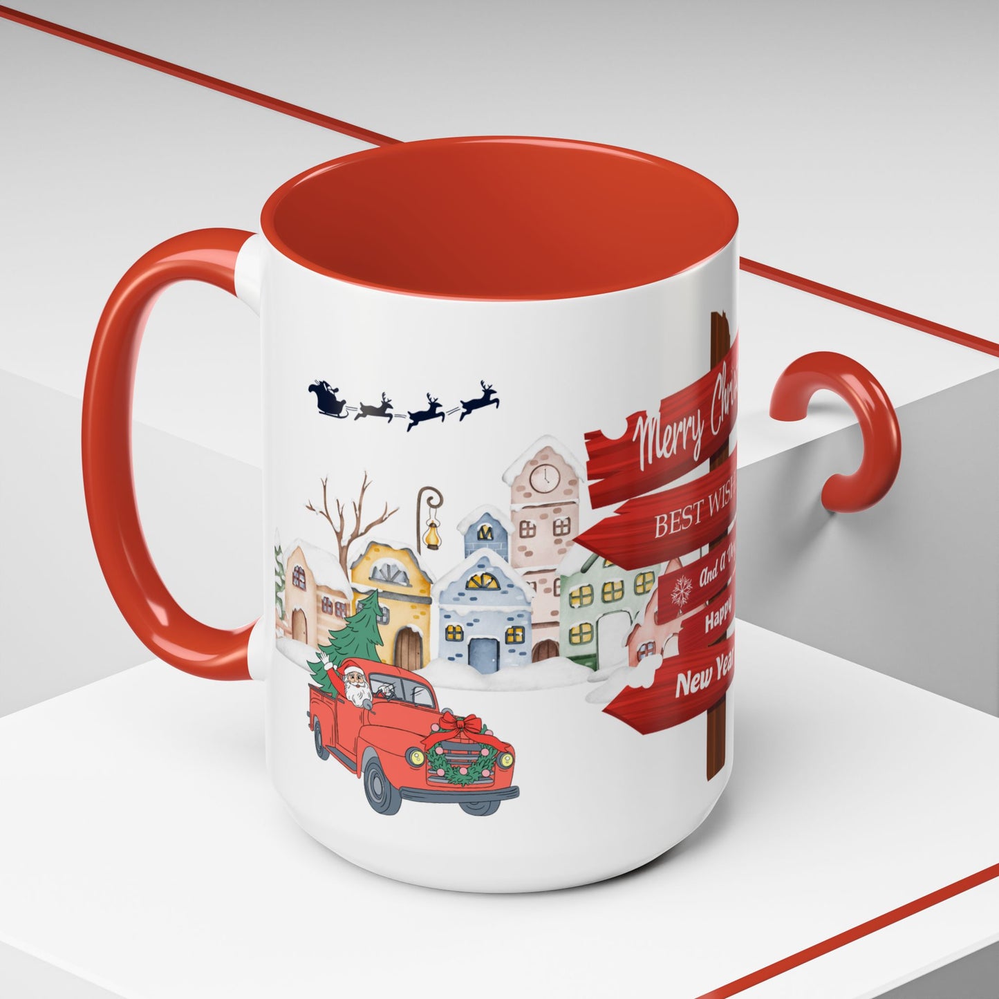 Merry Christmas - Accent Coffee Mug (11, 15oz)