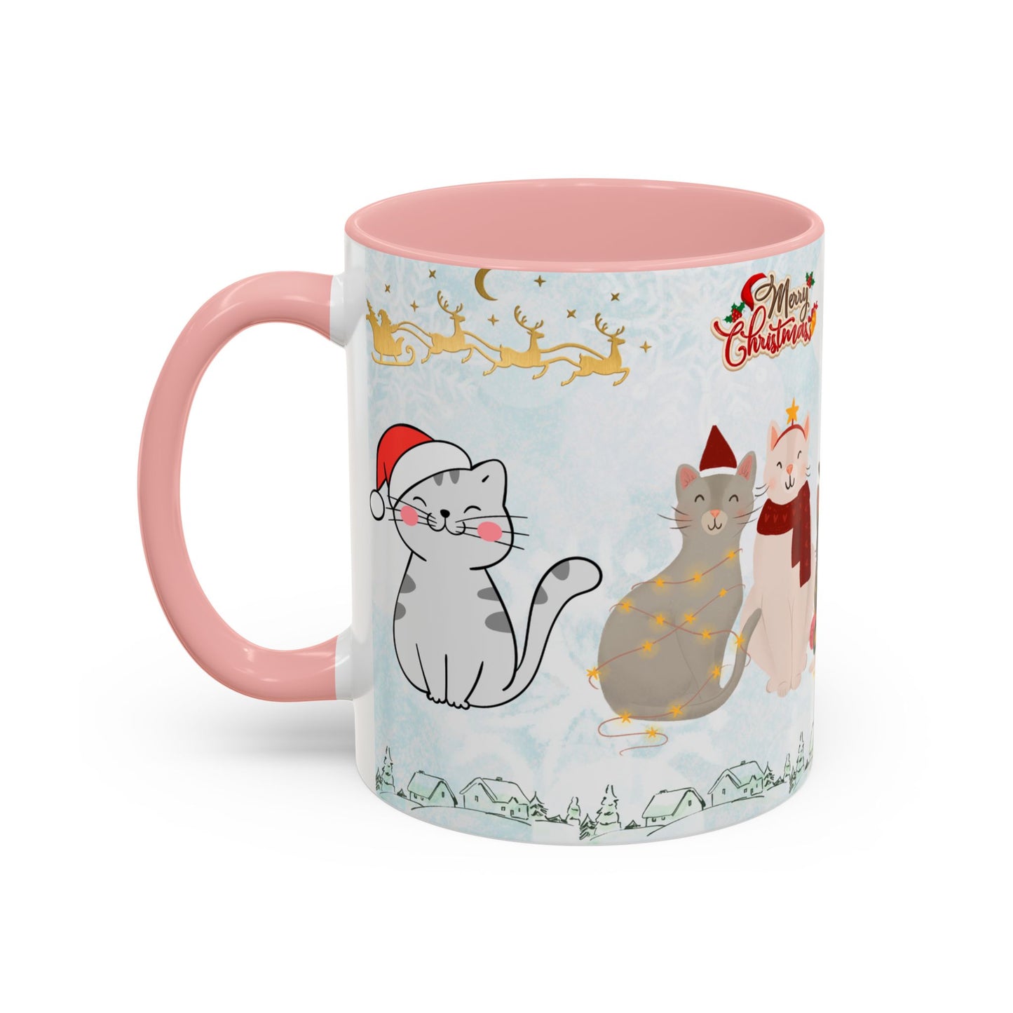 Merry Christmas, Cats - Accent Coffee Mug (11, 15oz)