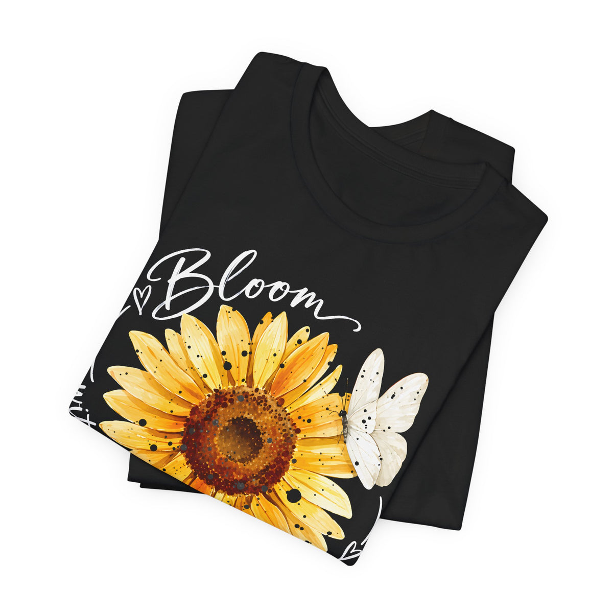 Sunflower “Bloom with Grace in Every Season” T-Shirt, Inspirational Floral Tee- 14502