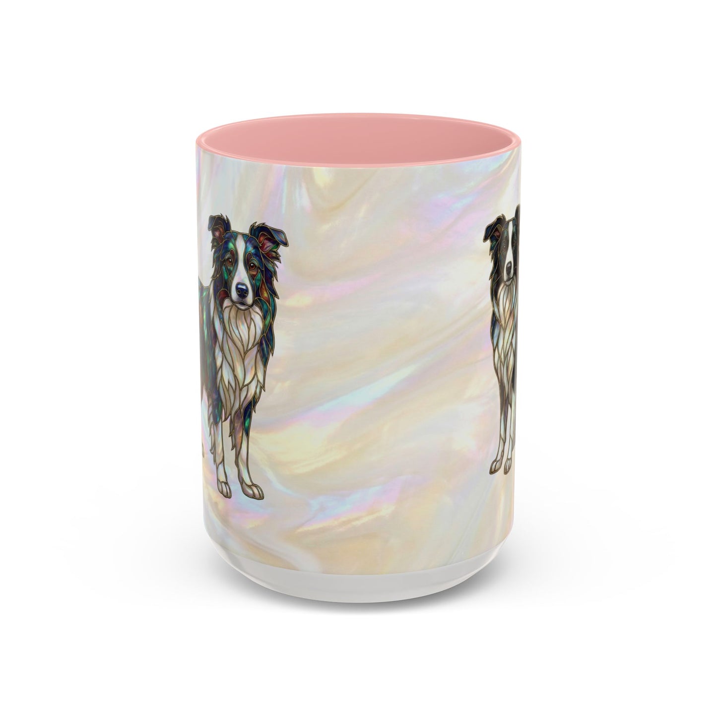 Border Collie Accent Coffee Mug — Stained Glass Design (11/15 oz) - 14619