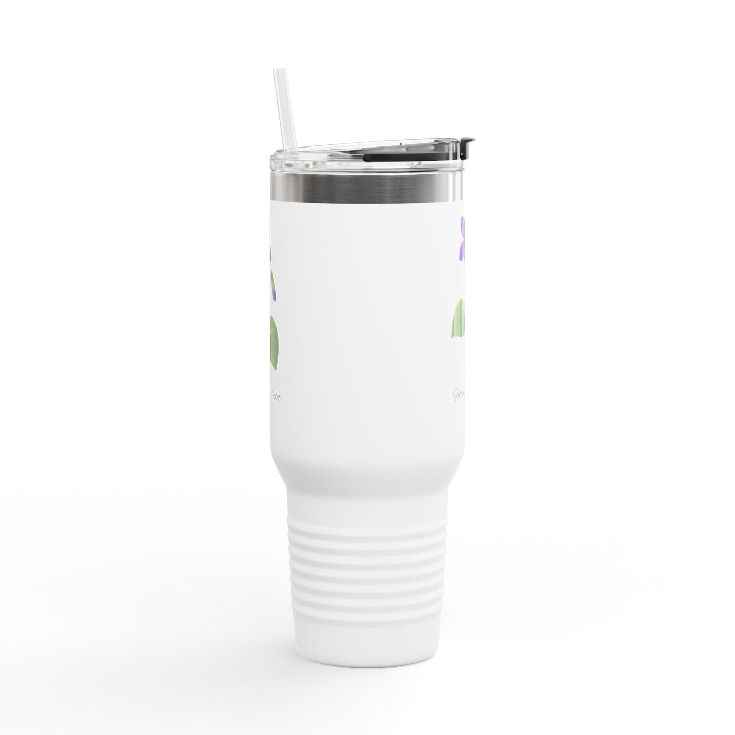 Violet (Single) Floral Tumbler – February Birth Flower Gift | 40oz Insulated Travel Mug, Customizable — 14698