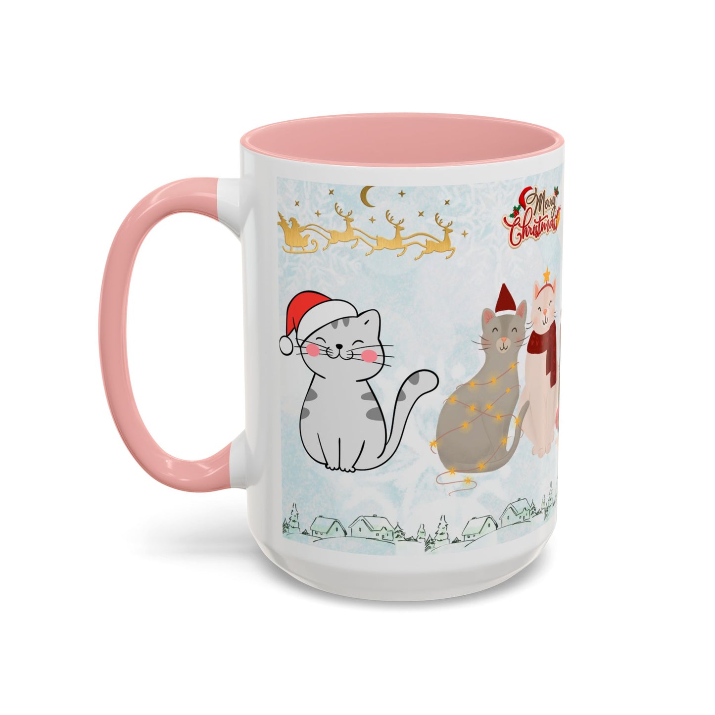 Merry Christmas, Cats - Accent Coffee Mug (11, 15oz)