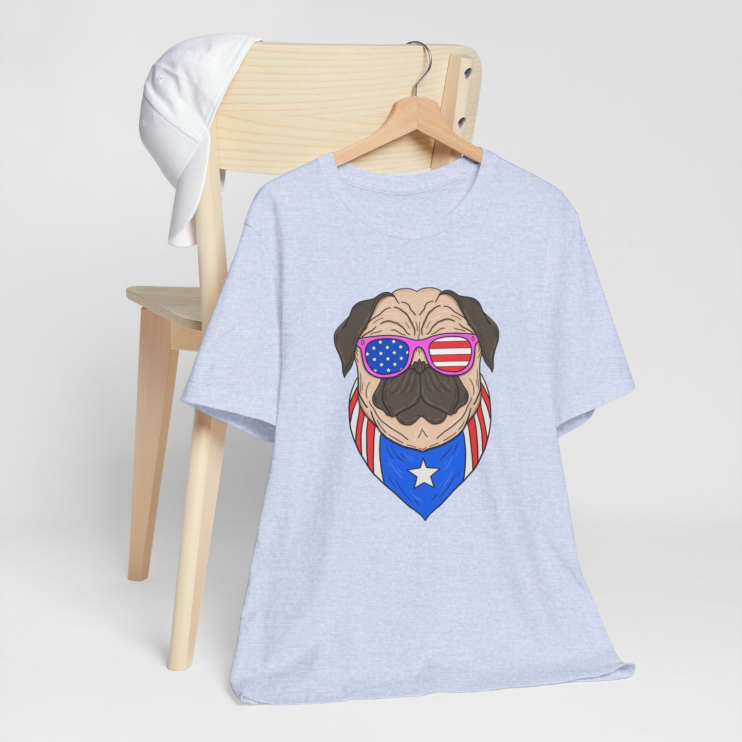 Patriotic Pug Tee, Independence Day T-Shirt, Dog Lovers Gift, Summer Casual Wear, Fun Family Outing Shirt - 13733