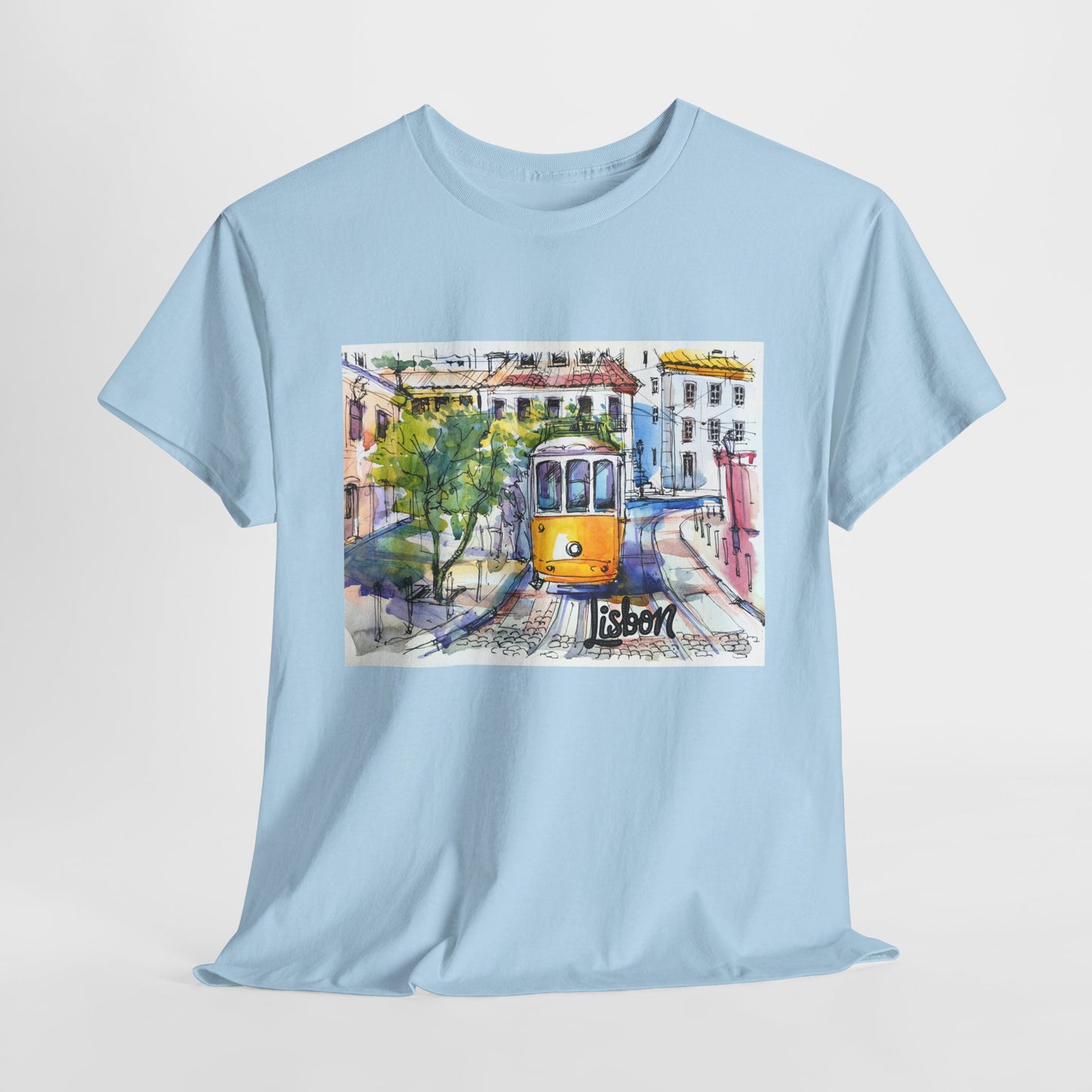 Lisbon Tram Unisex Heavy Cotton Tee - 12134