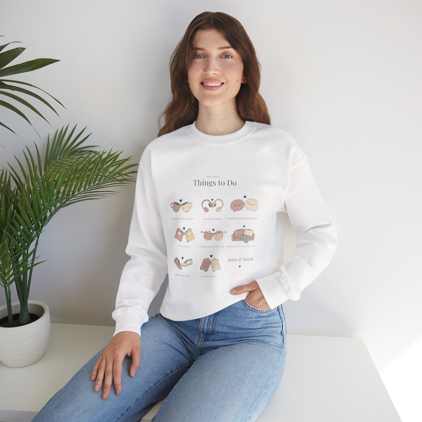 Our Favourite Things to Do Together – Personalised Illustration Crewneck Sweatshirt | Valentine’s Gift - 14726