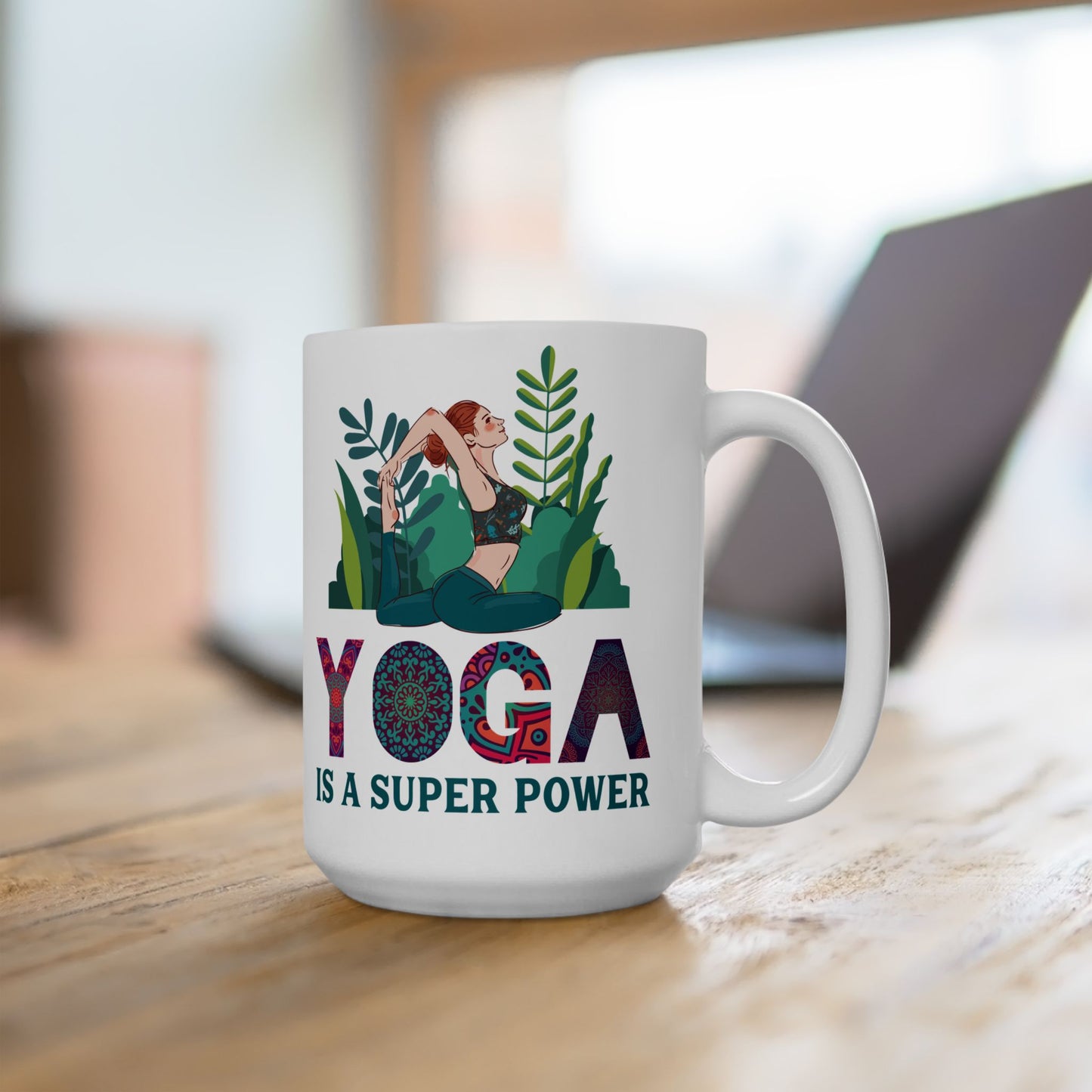 Yoga Power Ceramic Mug – Positive Affirmation Coffee Cup, Yoga Lover Gift - 13152