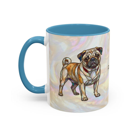 Personalized Pug Accent Coffee Mug –  Stained Glass Design (11/15oz) - 14547