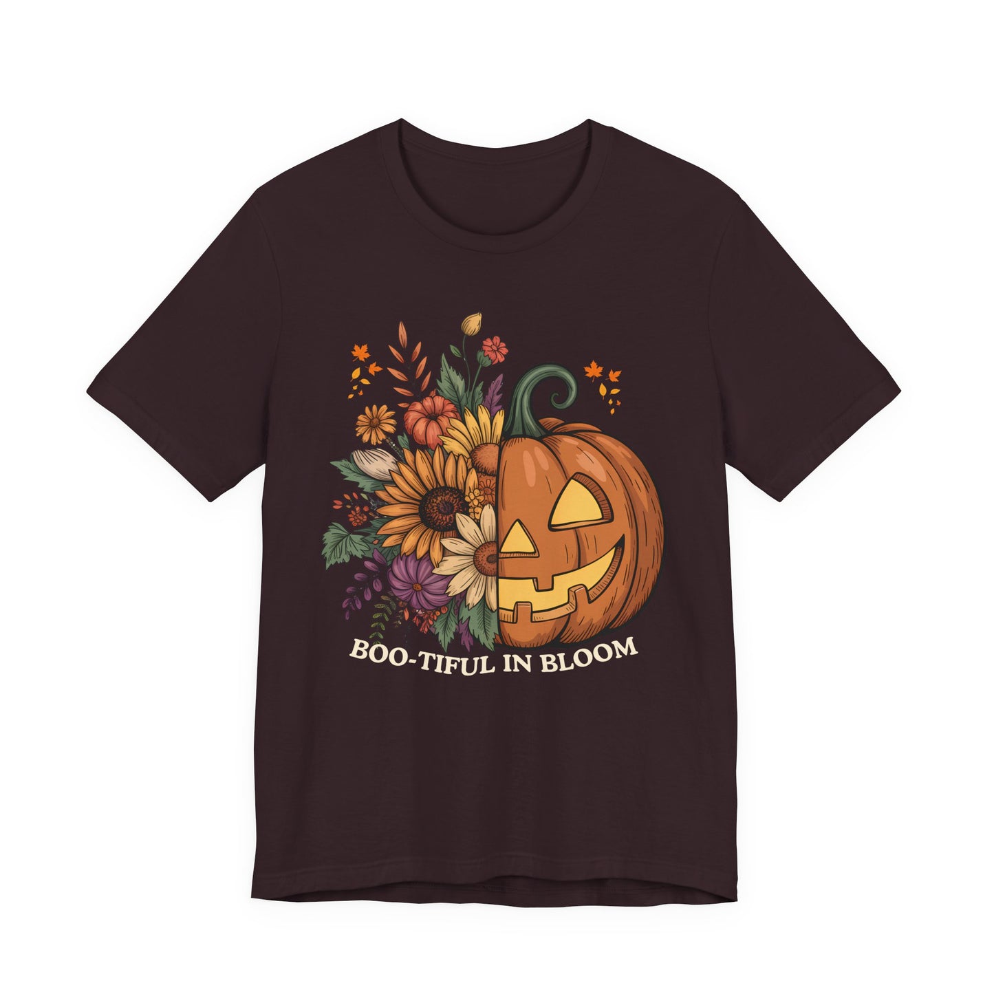 Boo-tiful in Bloom Halloween Pumpkin Floral T-Shirt — Fall Graphic Tee - 14925