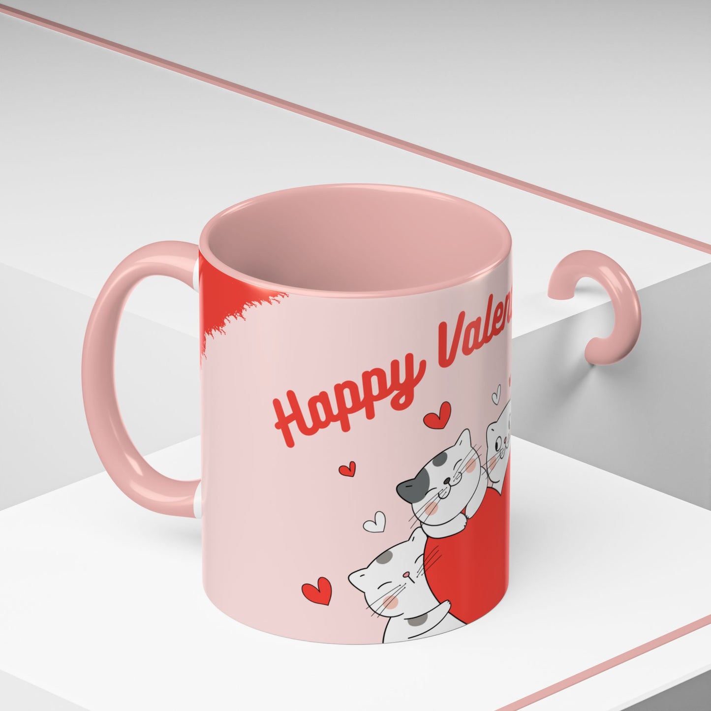 Cats, Happy Valentine's - Accent Coffee Mug (11, 15oz) - 11124