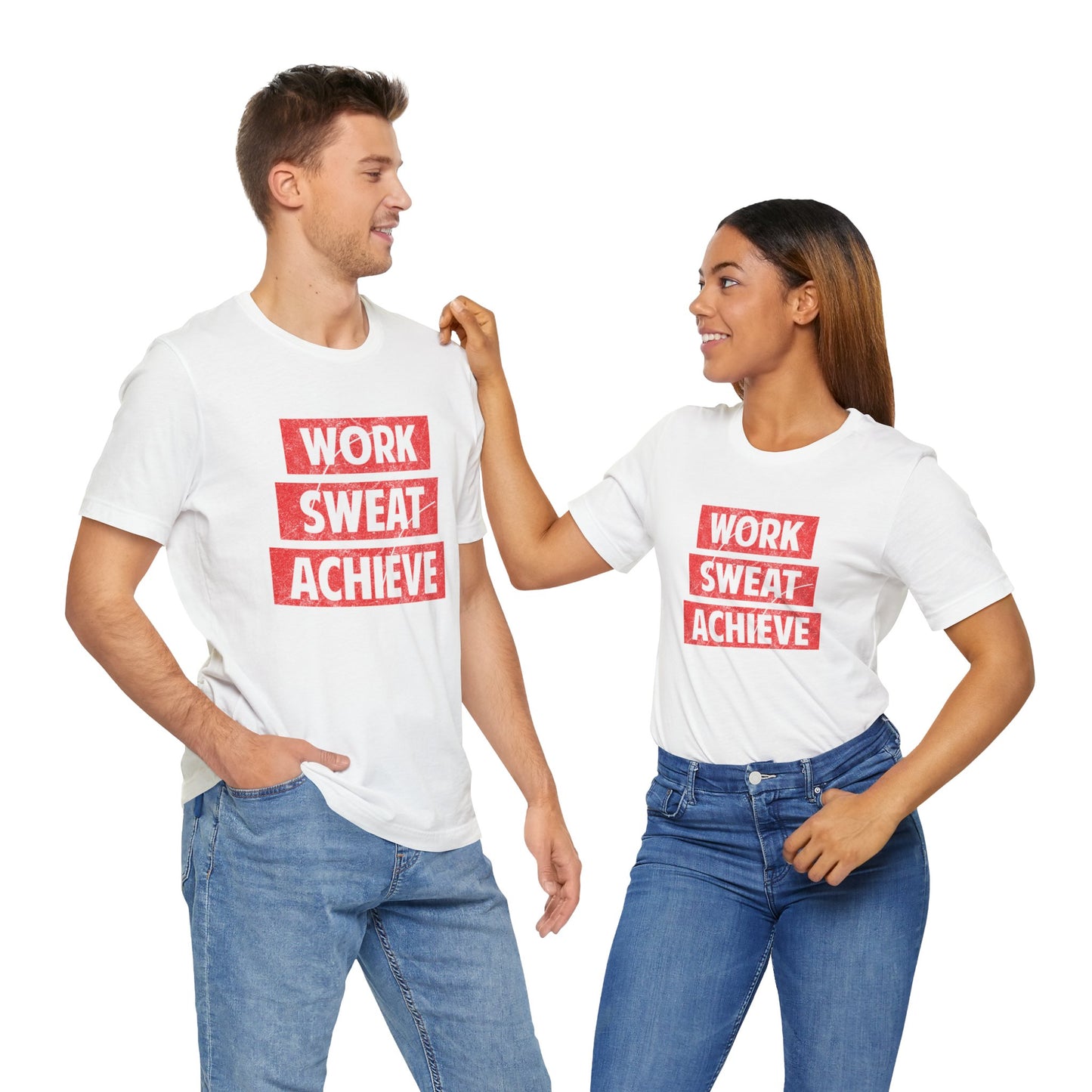 Motivational: Work, Sweat, Achieve - Unisex Jersey Short Sleeve Tee