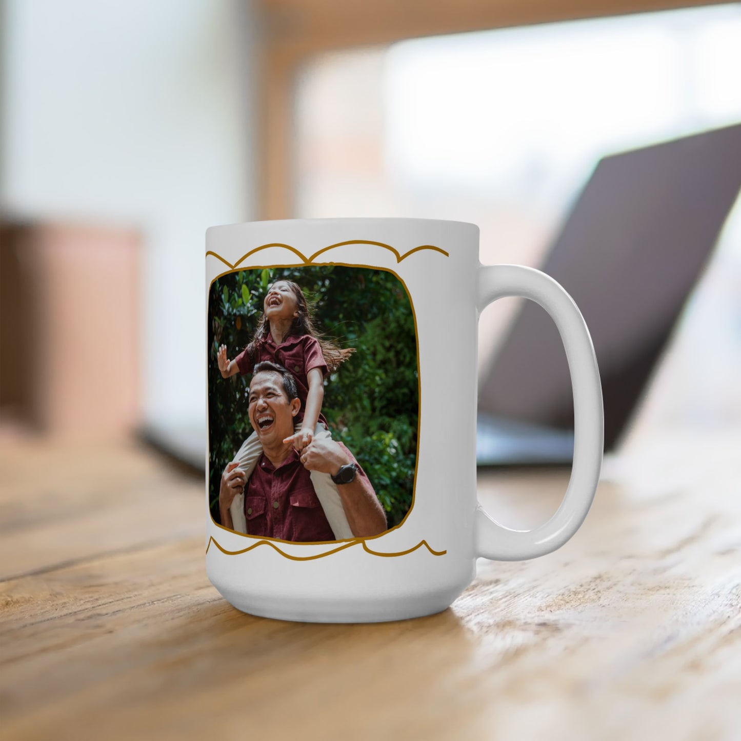 Best Dad Ever, Personalized Ceramic Mug, Fun Gift for Coffee Lovers, Custom Photo Mug - 14003