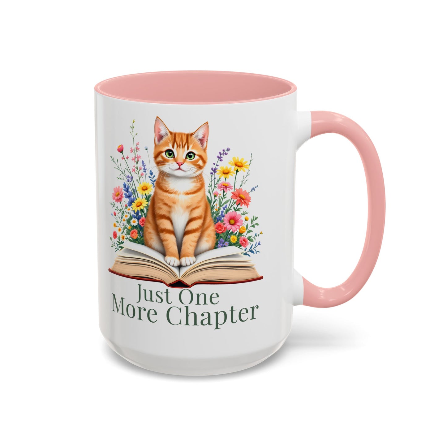 Just One More Chapter Cat Mug – Floral Book Lover Gift, Cute Reader Coffee Mug (11oz / 15oz) - 14811