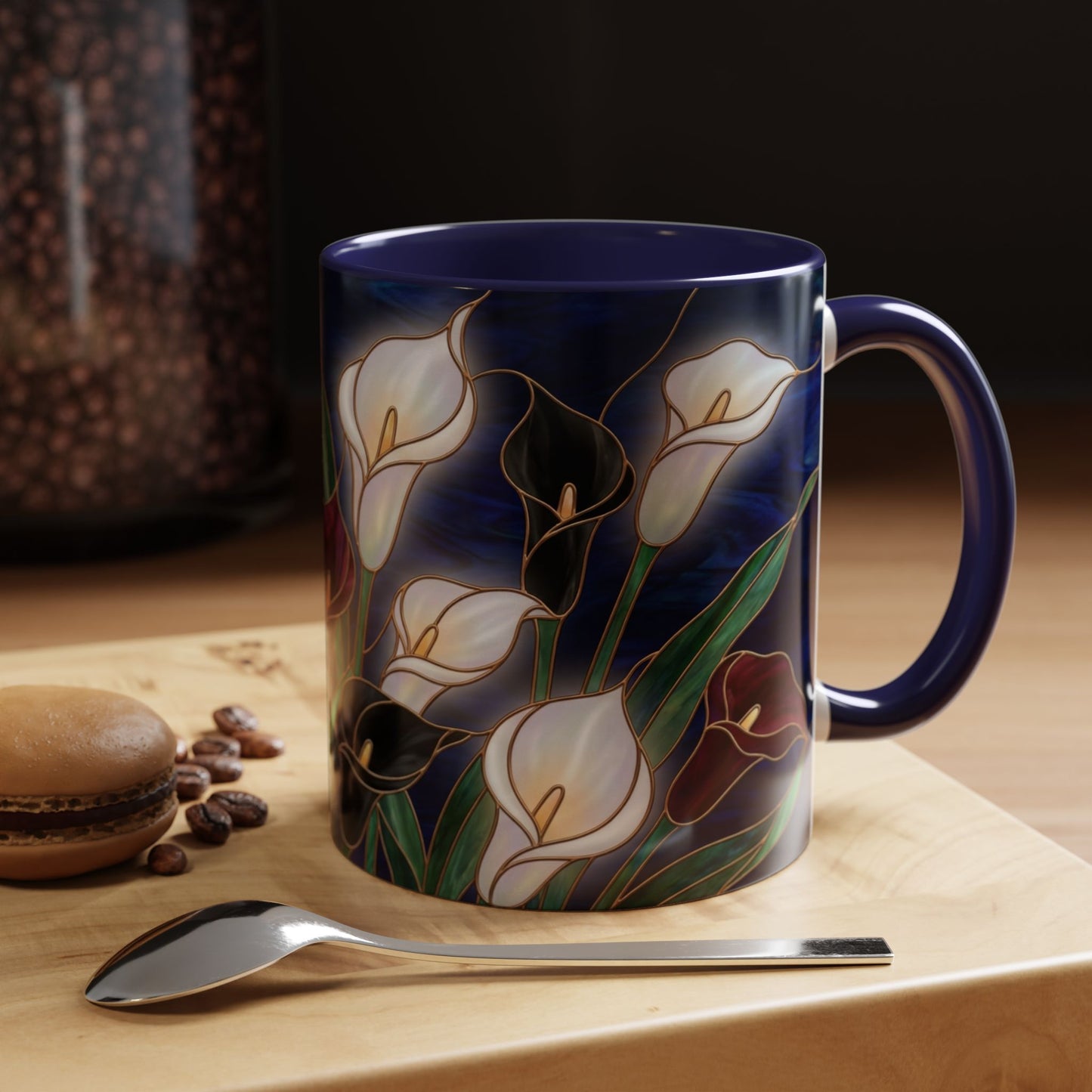Calla Lily Floral Coffee Mug — Stained Glass Design (11/15oz) - 14557