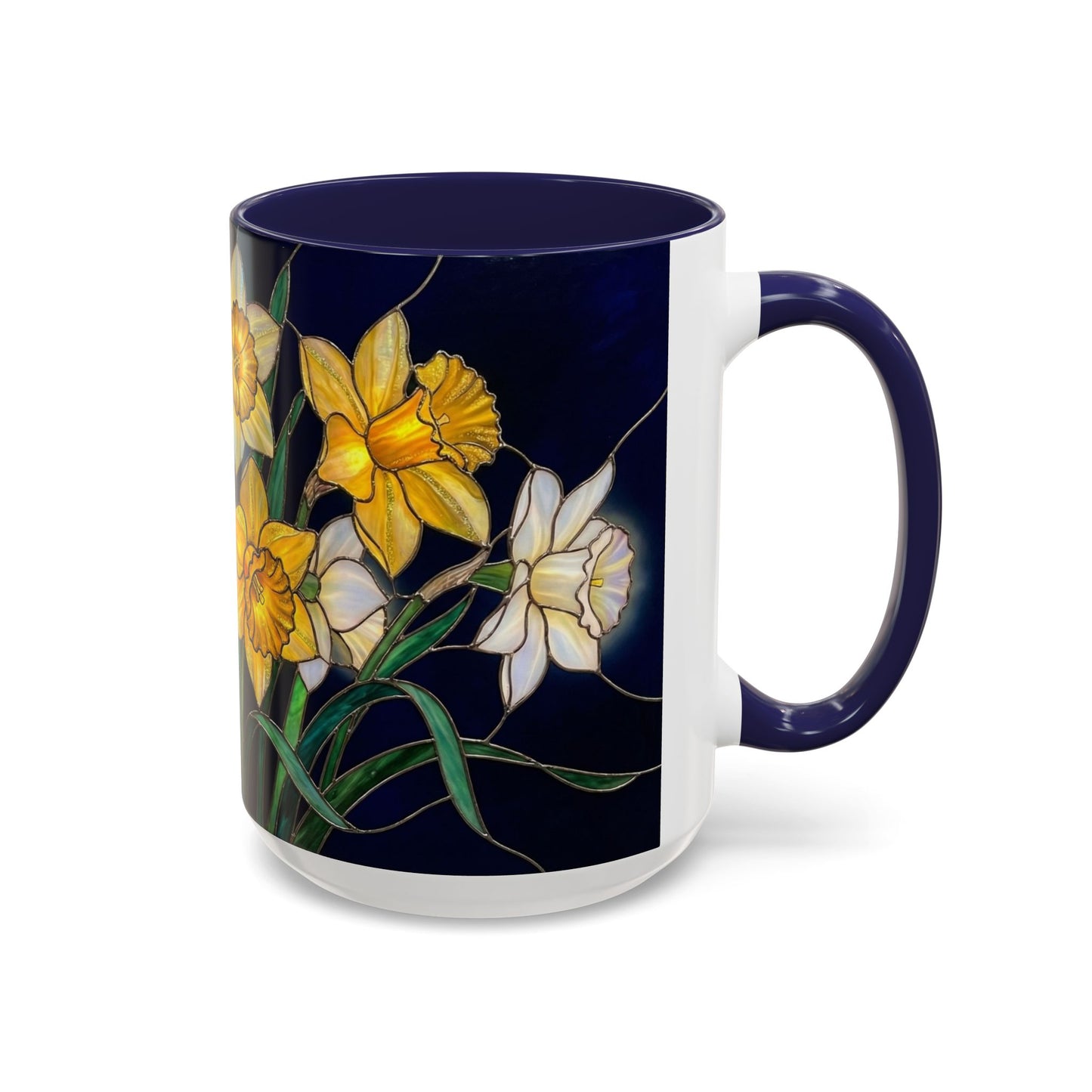 Daffodil Garden Accent Coffee Mug — Stained Glass Design (11/15oz) - 14542