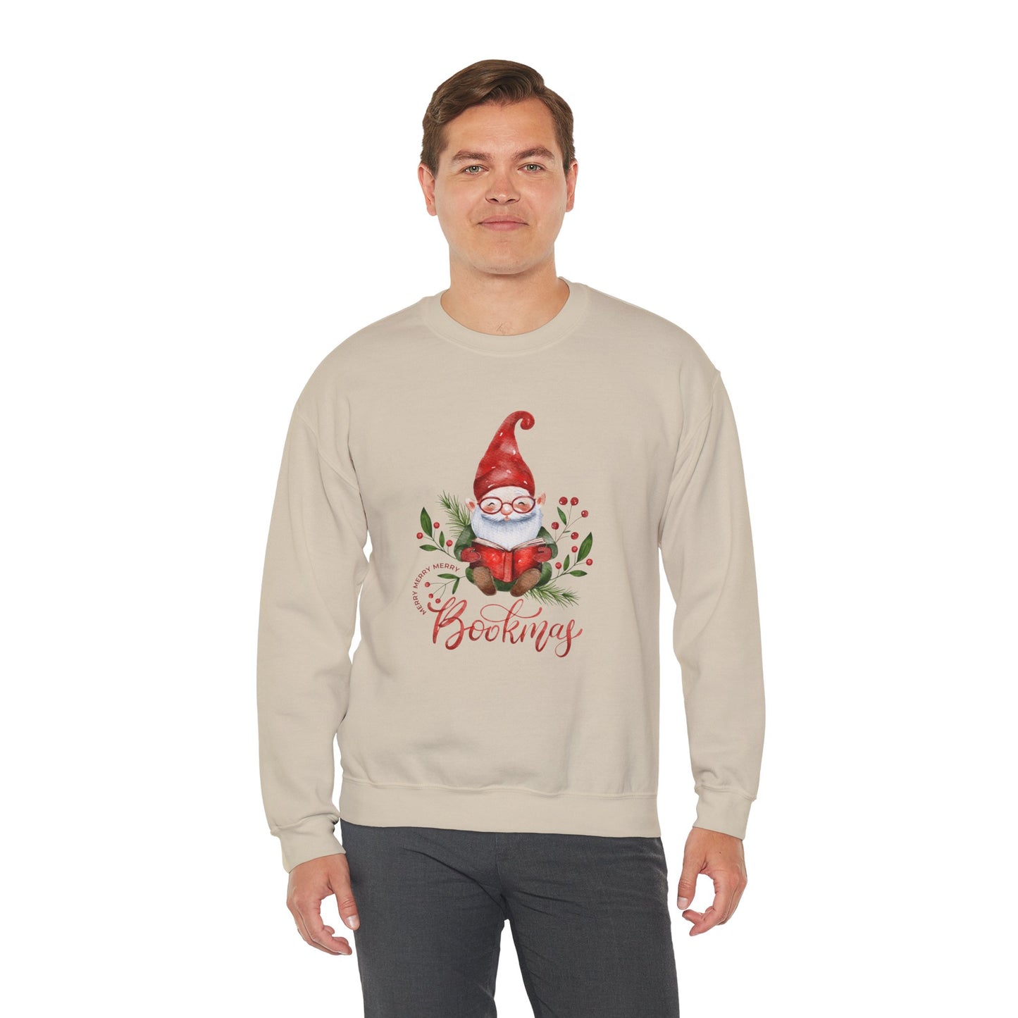 Gnome, Bookmas- Unisex Heavy Blend™ Crewneck Sweatshirt - 10775