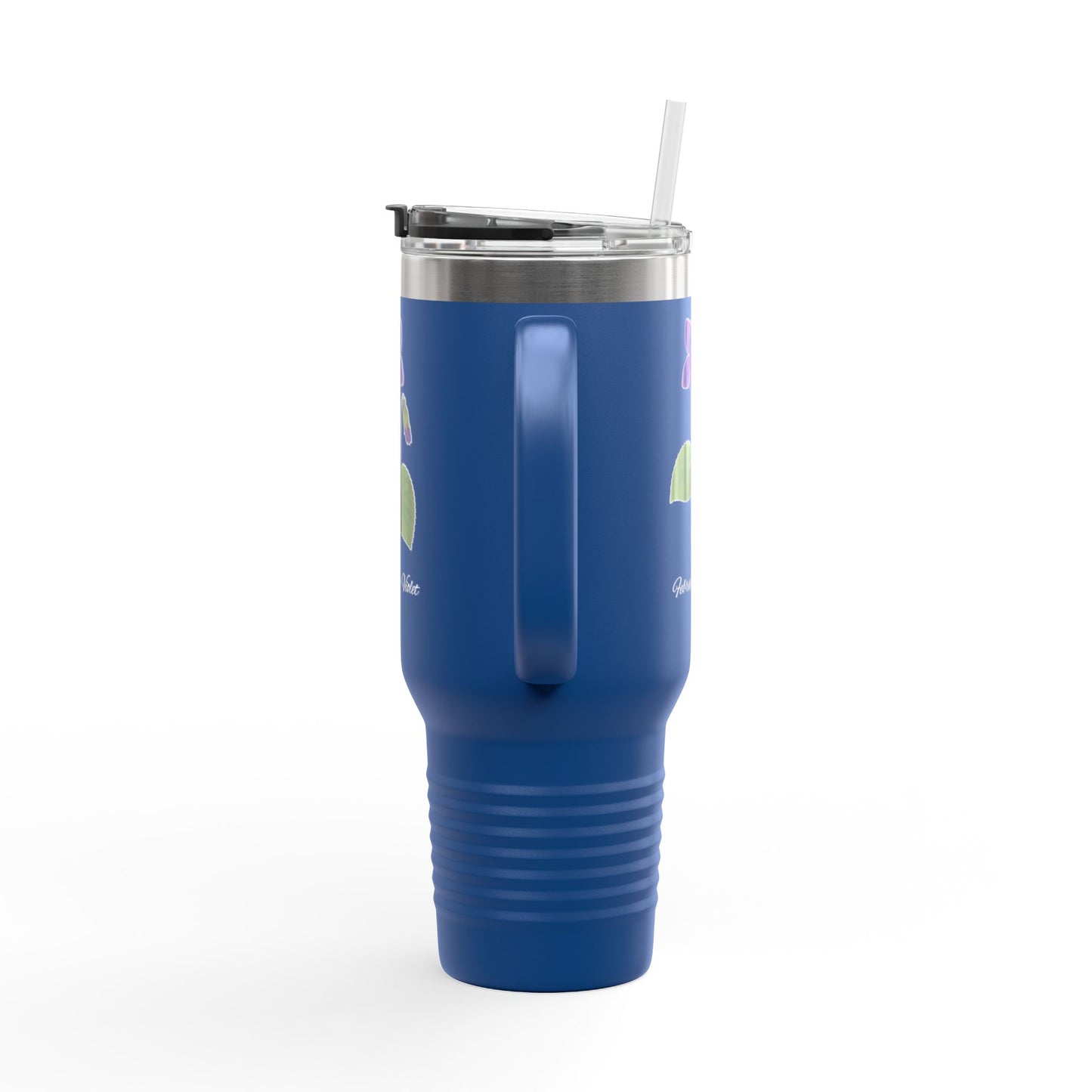 Violet (Single) Floral Tumbler – February Birth Flower Gift | 40oz Insulated Travel Mug, Customizable — 14698
