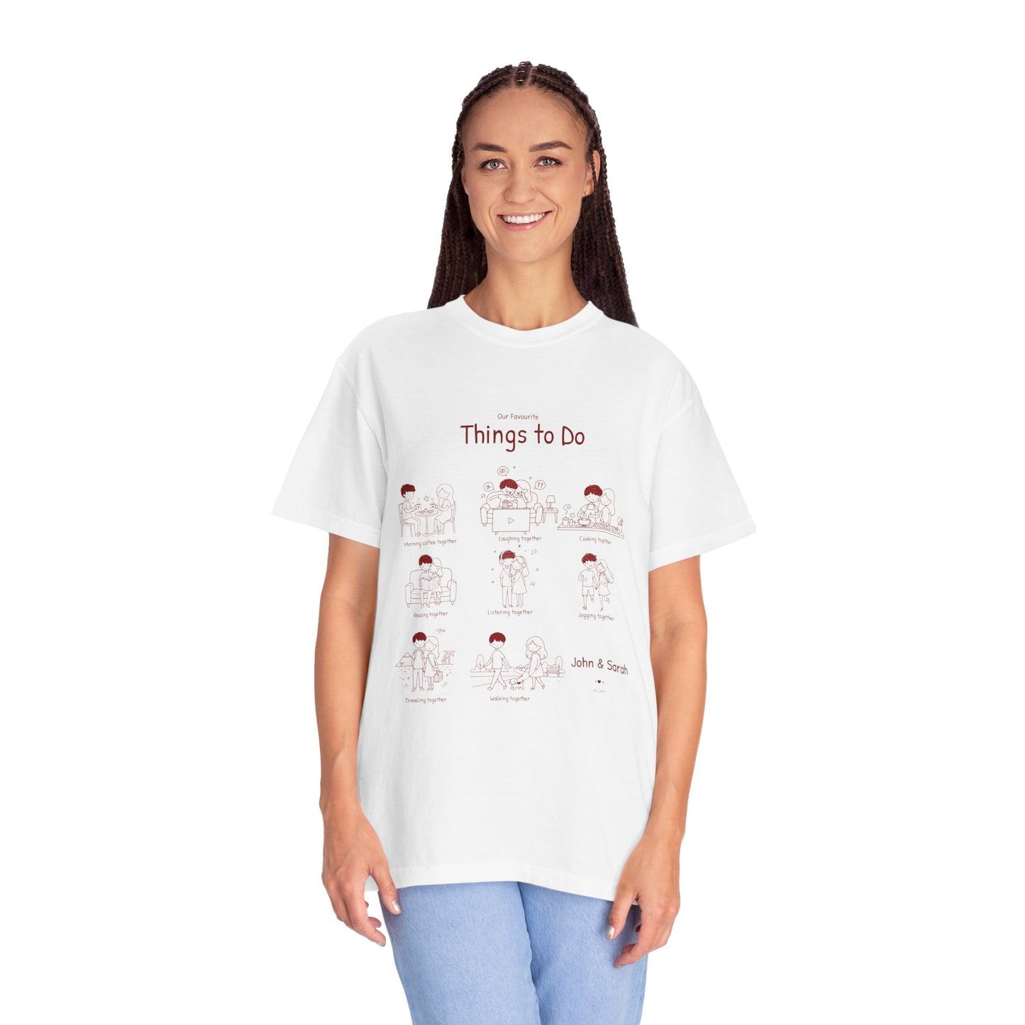 Our Favourite Things to Do Together – Personalised Valentine’s Illustration T-Shirt Gift - 14724