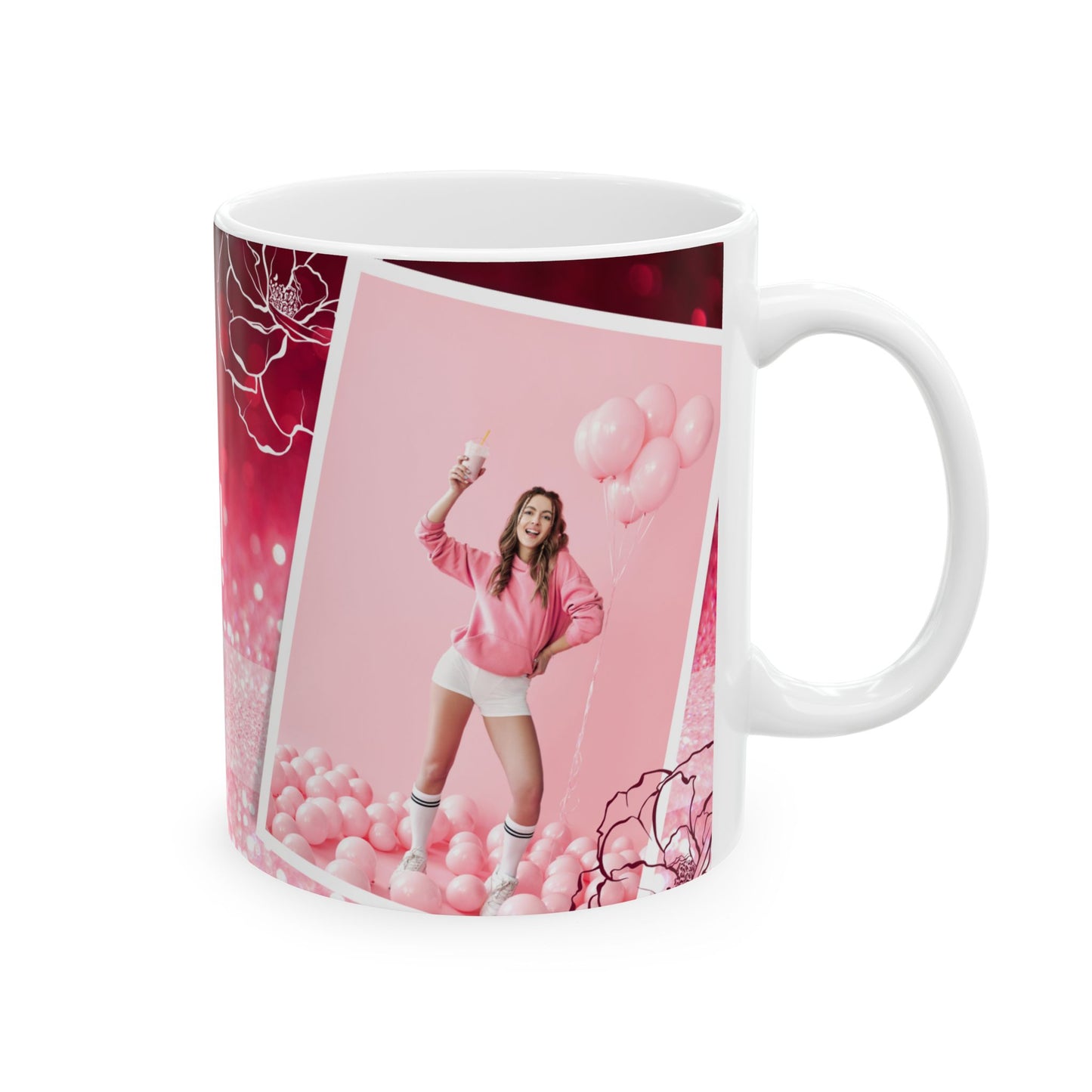 Happy Birthday Ceramic Mug | Personalized Gift for Friends | Celebration Cup | Best Friend Birthday Mug | Pink Sparkle Design - 13991