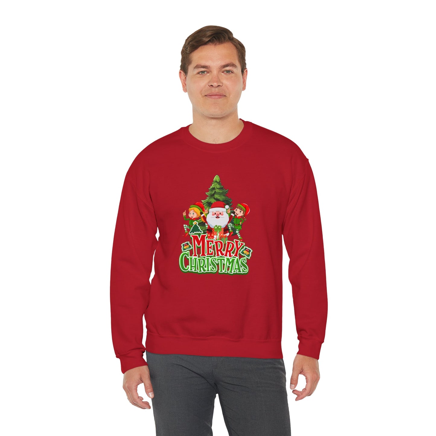 Santa & Elves, Merry Christmas - Unisex Heavy Blend™ Crewneck Sweatshirt - 10545