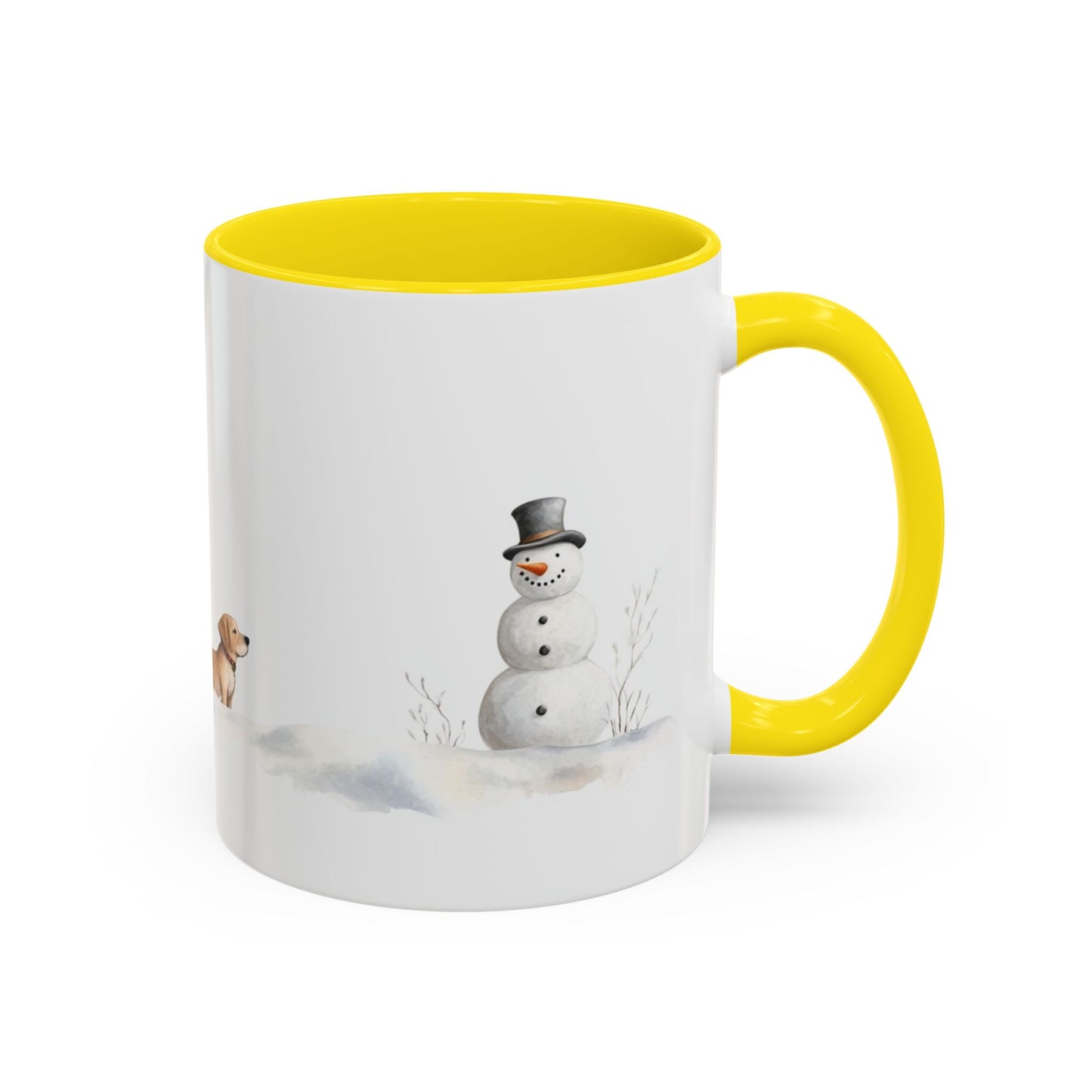 Winter Tree, Snowman & Puppy - Accent Coffee Mug (11, 15oz) - 10404