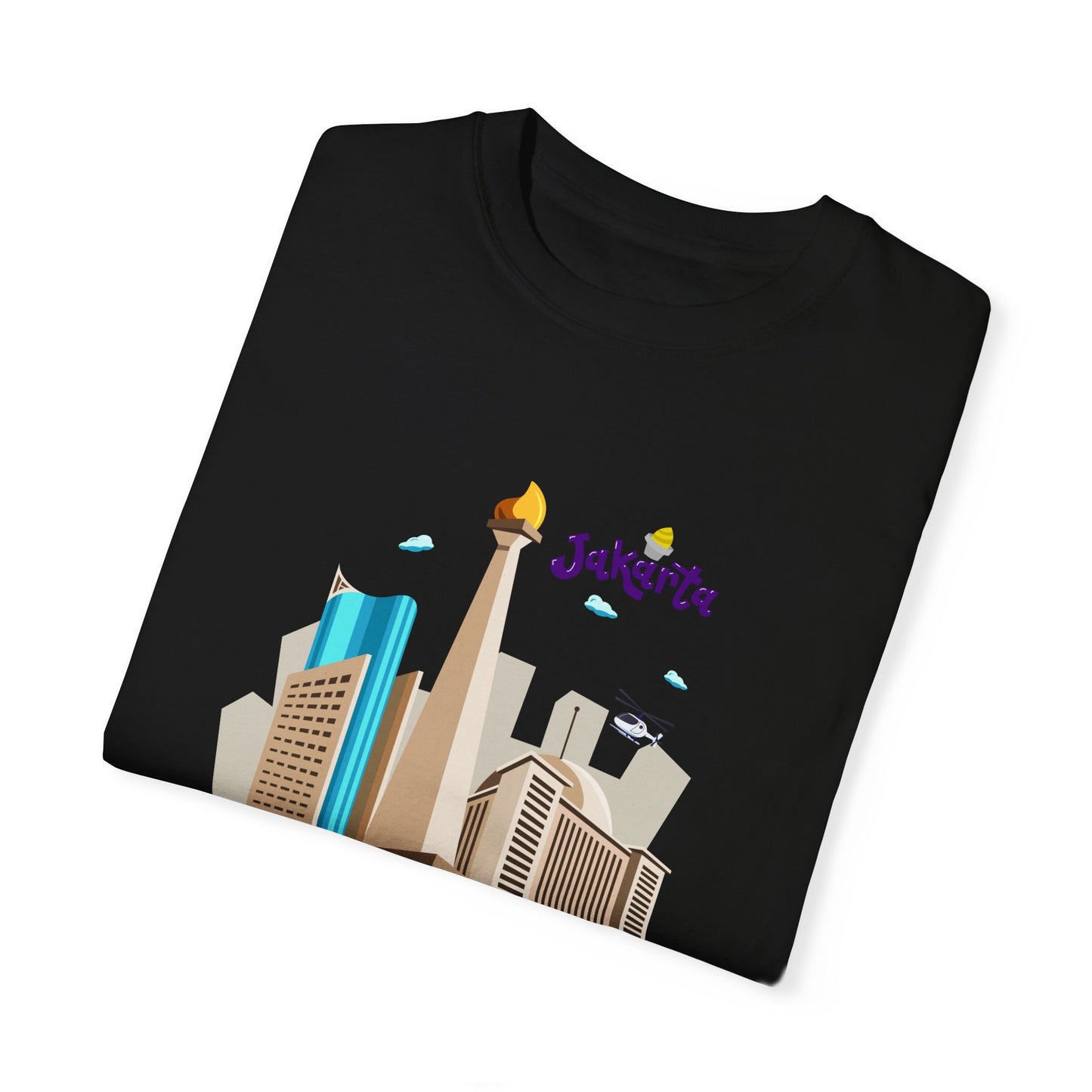 Jakarta Cityscape Unisex Garment-Dyed T-Shirt - Casual Travel Tee - 12129